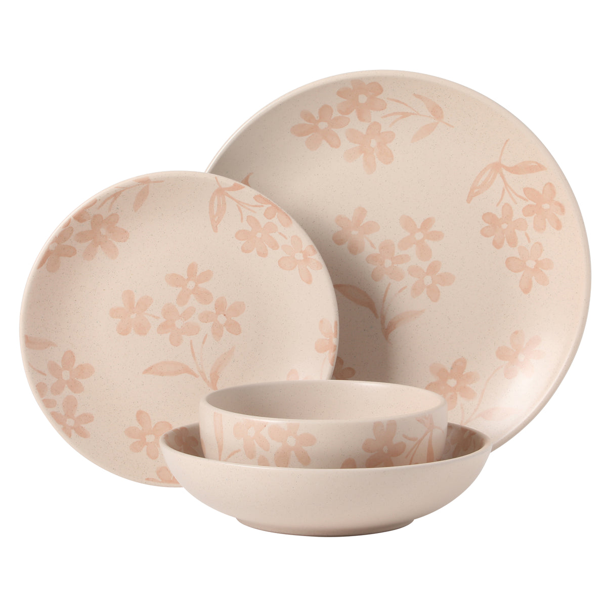 Gibson Home Admiral Hall Plates and Bowls Set, 16-Piece Floral Dinnerware Set, Stoneware Dish Set, Dinner Plates, Salad Plates, Pasta Bowls & Cereal Bowls