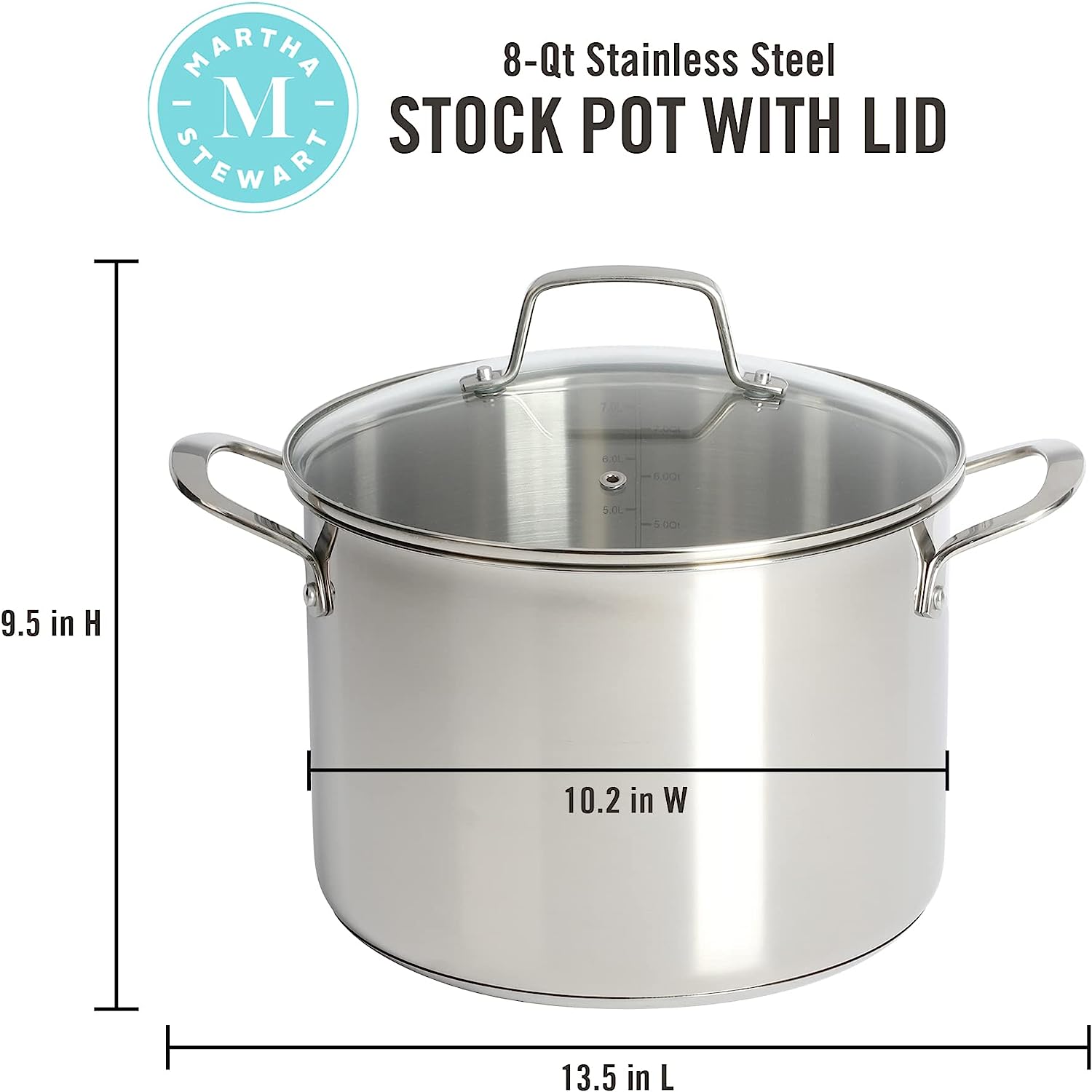 Martha Stewart Castelle 8-Quart Stainless Steel Stock Pot w/ Lid