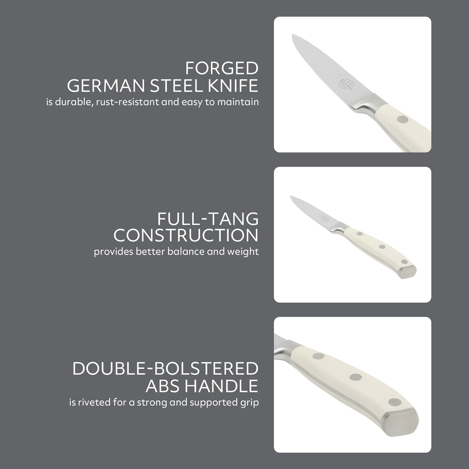 Sur La Table Kitchen Essentials Tasting Kitchen German Steel Paring Knife, 3.5-Inch Stainless Steel Blade – Professional Kitchen Knife with White Handle and Forged Full Tang