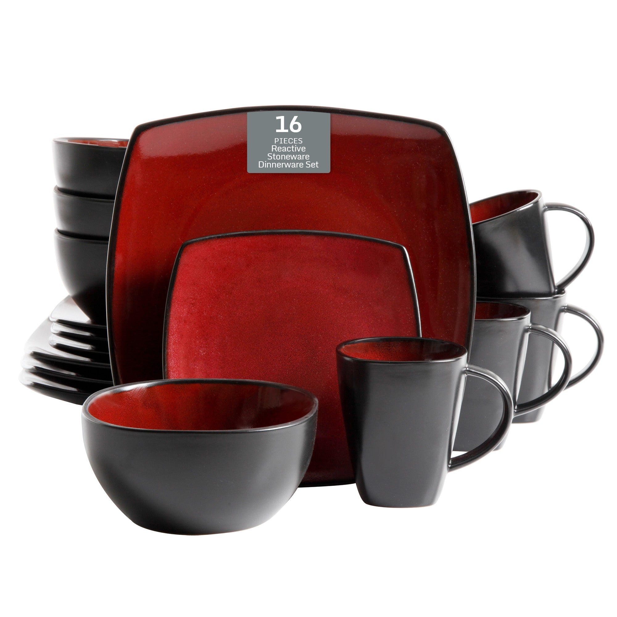 Gibson Soho Lounge Square 16-Piece Stoneware Dinnerware Set