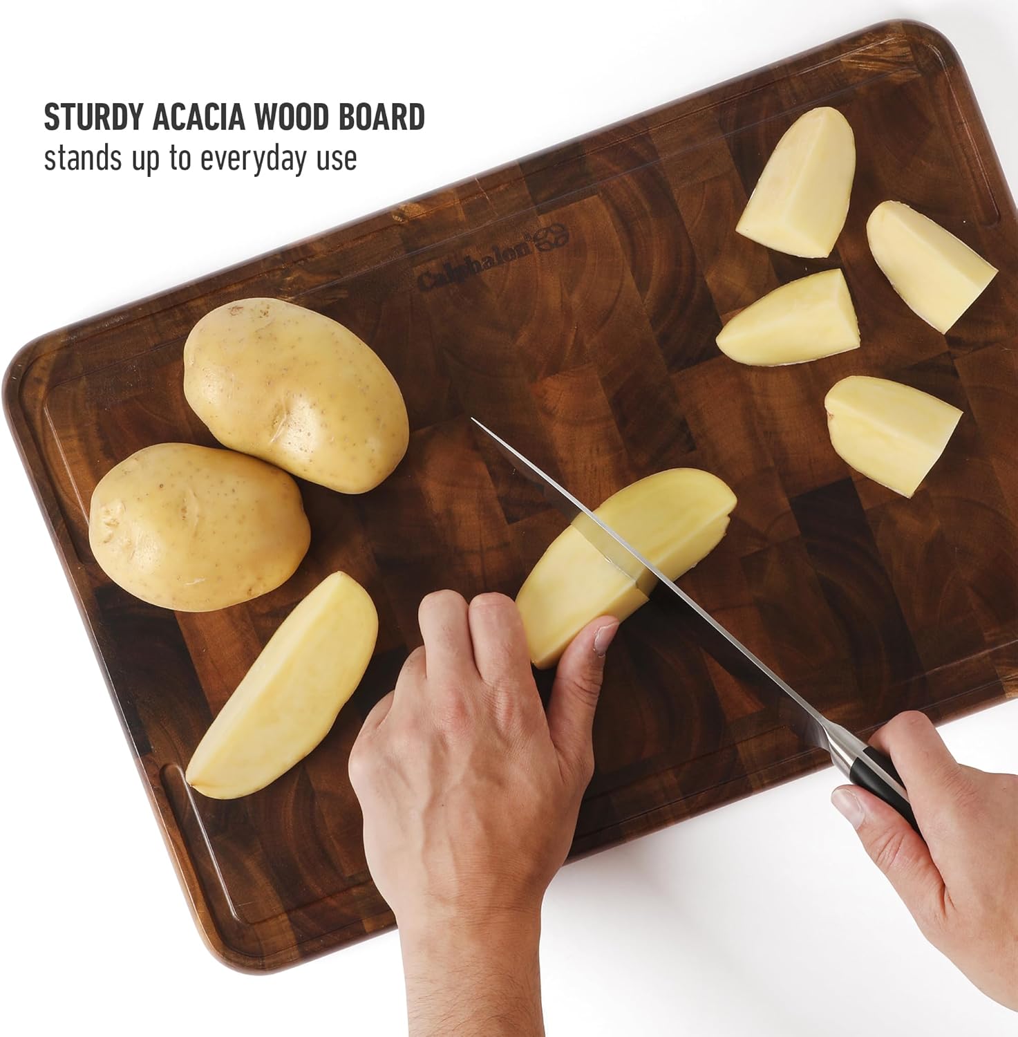 Calphalon Edge Guard End Grain Acacia Wood Cutting Board