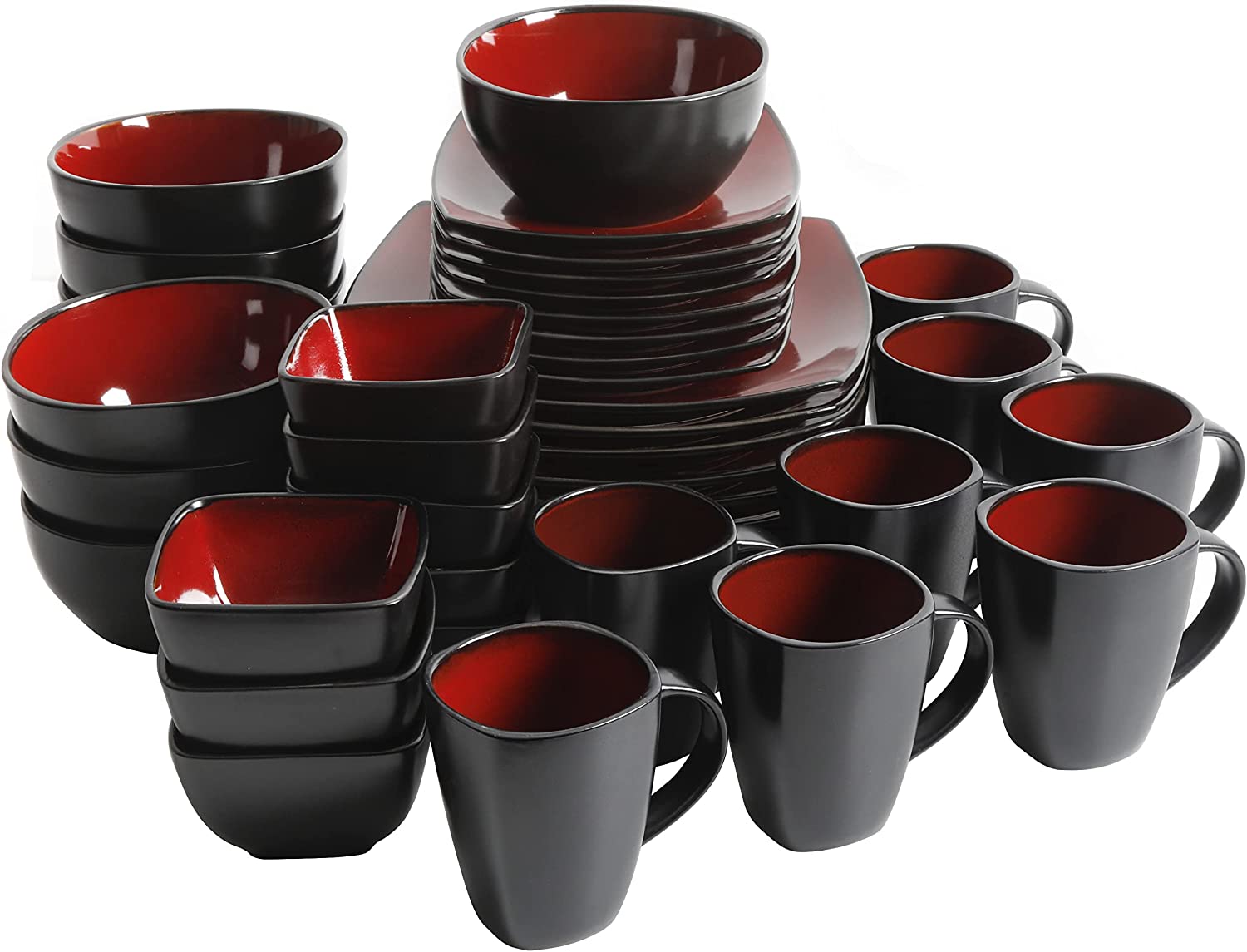 Gibson Soho Lounge Square 40-Piece Reactive Stoneware Dinnerware Set