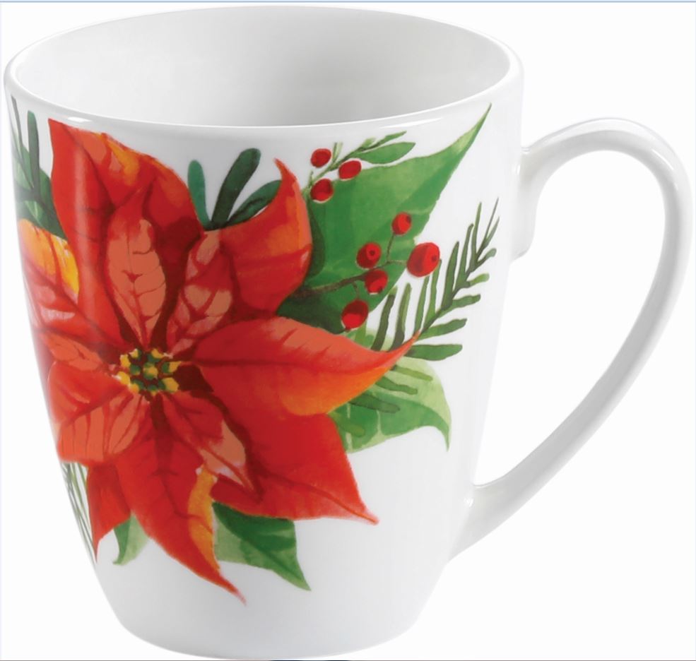 Gibson Home Magic Poinsettia 16-Piece Porcelain Dinnerware Set