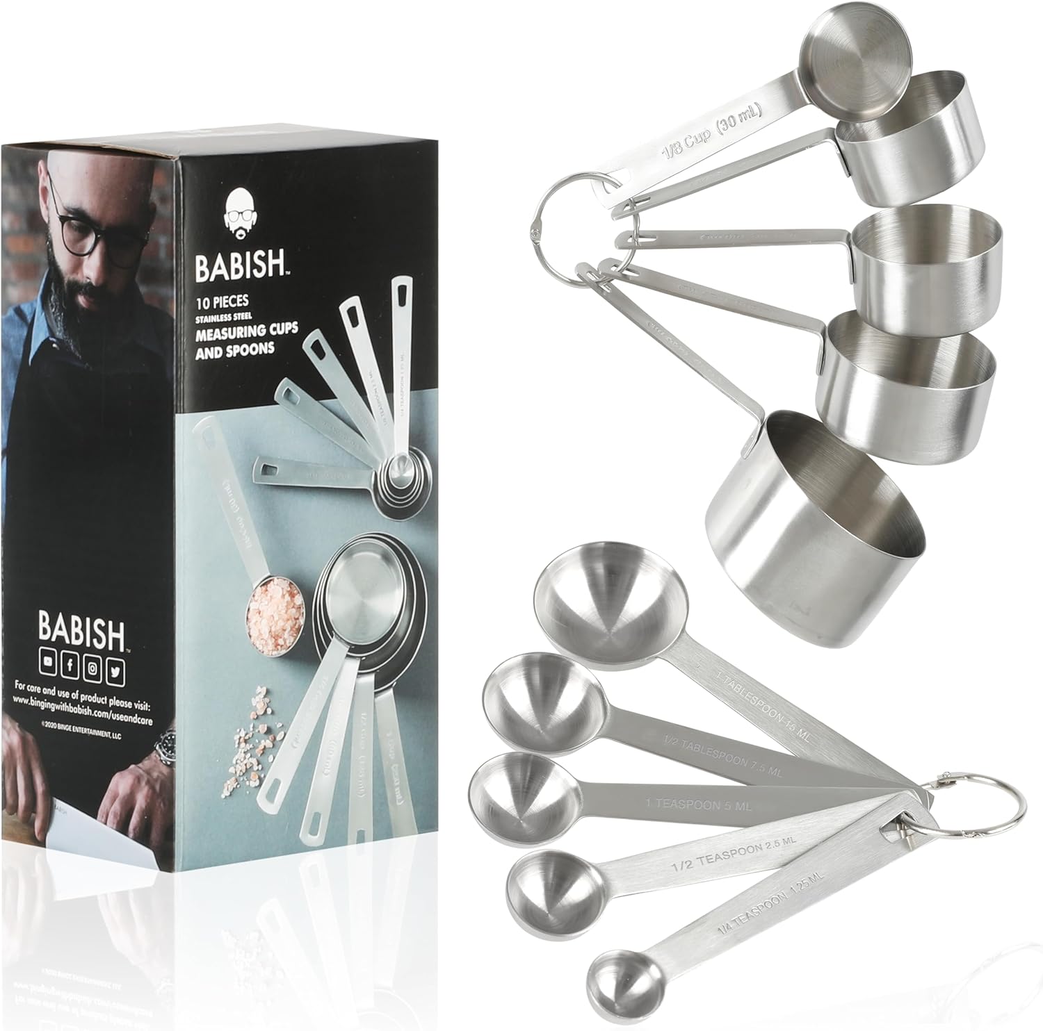 Babish 10-Piece Stainless Steel Measuring Cups & Spoons Set