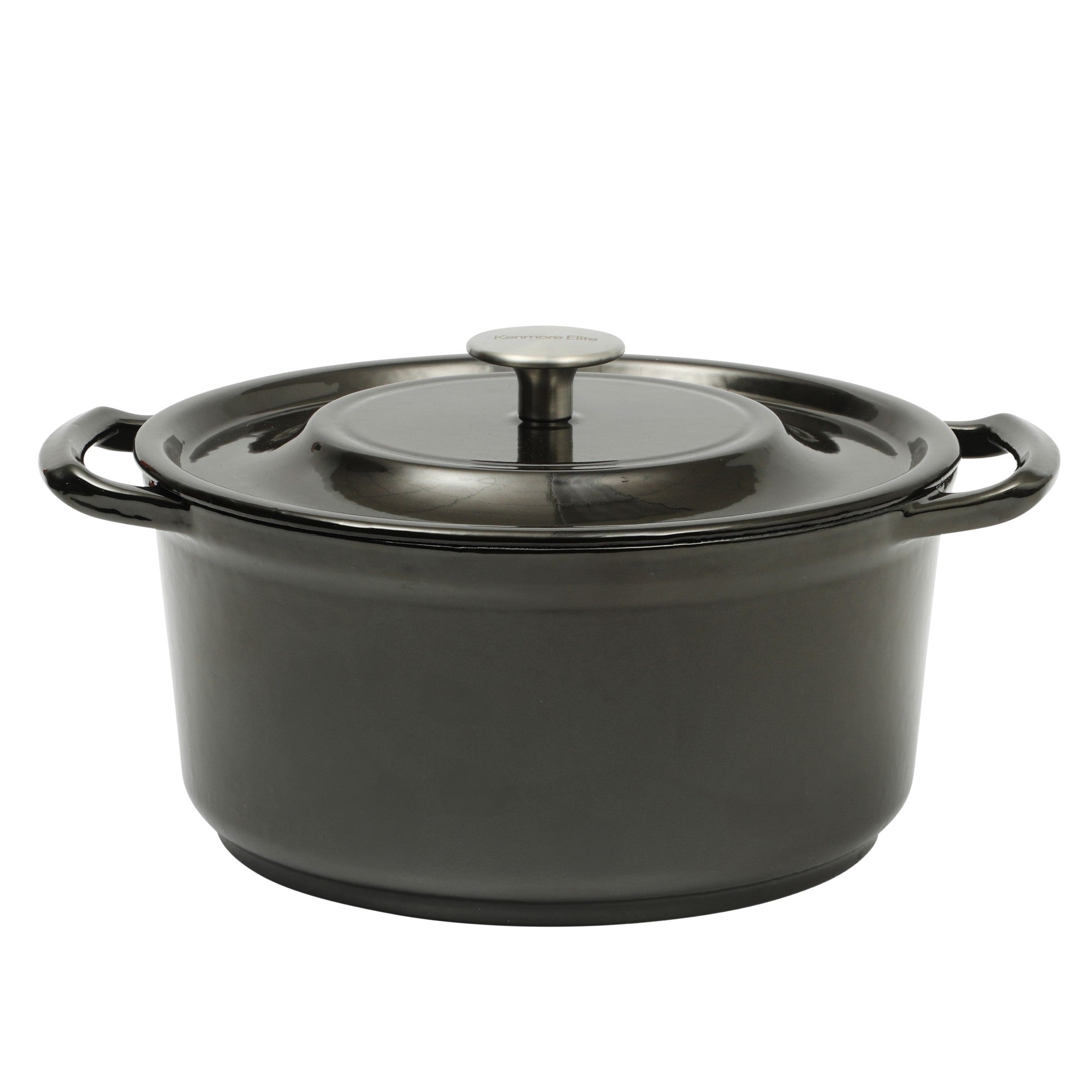 Kenmore Oak Park Cast Iron Dutch Oven Casserole With Lid With Metallic Enamel - Gunmetal Grey