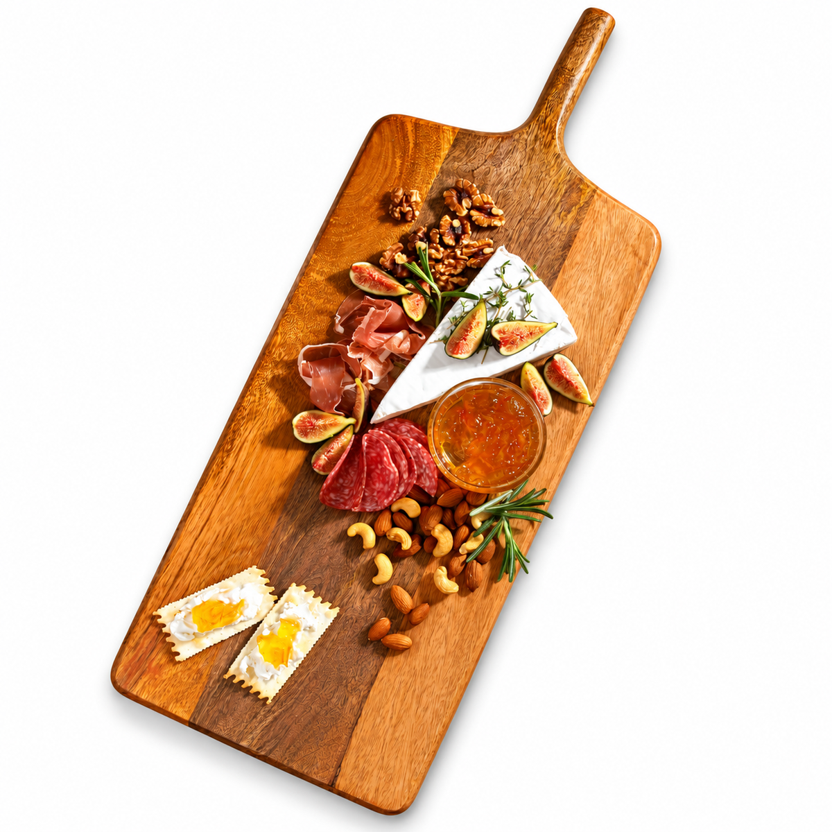 Bloomhouse Mango Wood Rectangular Charcuterie Board with Handle, Serving Board