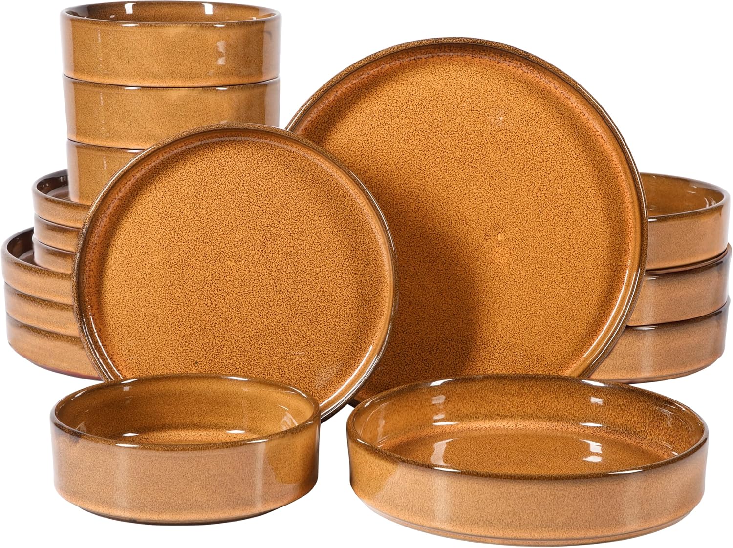 Bloomhouse Santorini Mist 16 Piece Double Bowl Terracotta Reactive Gla