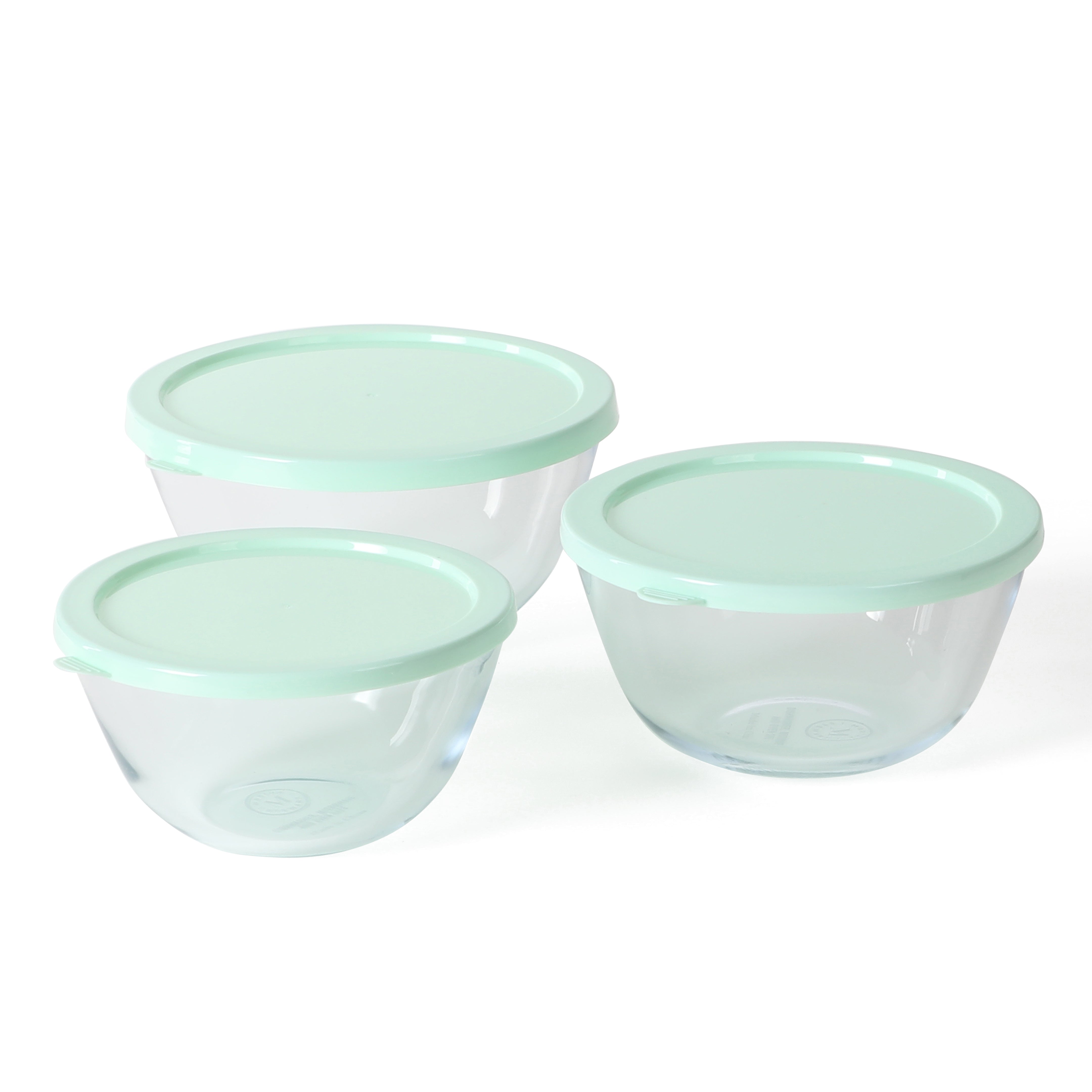 Martha Stewart Summersol 6-Piece, (67.6oz, 50.7oz, 33.8oz) Borosilicate Glass Mixing Bowl Set w/ Lids