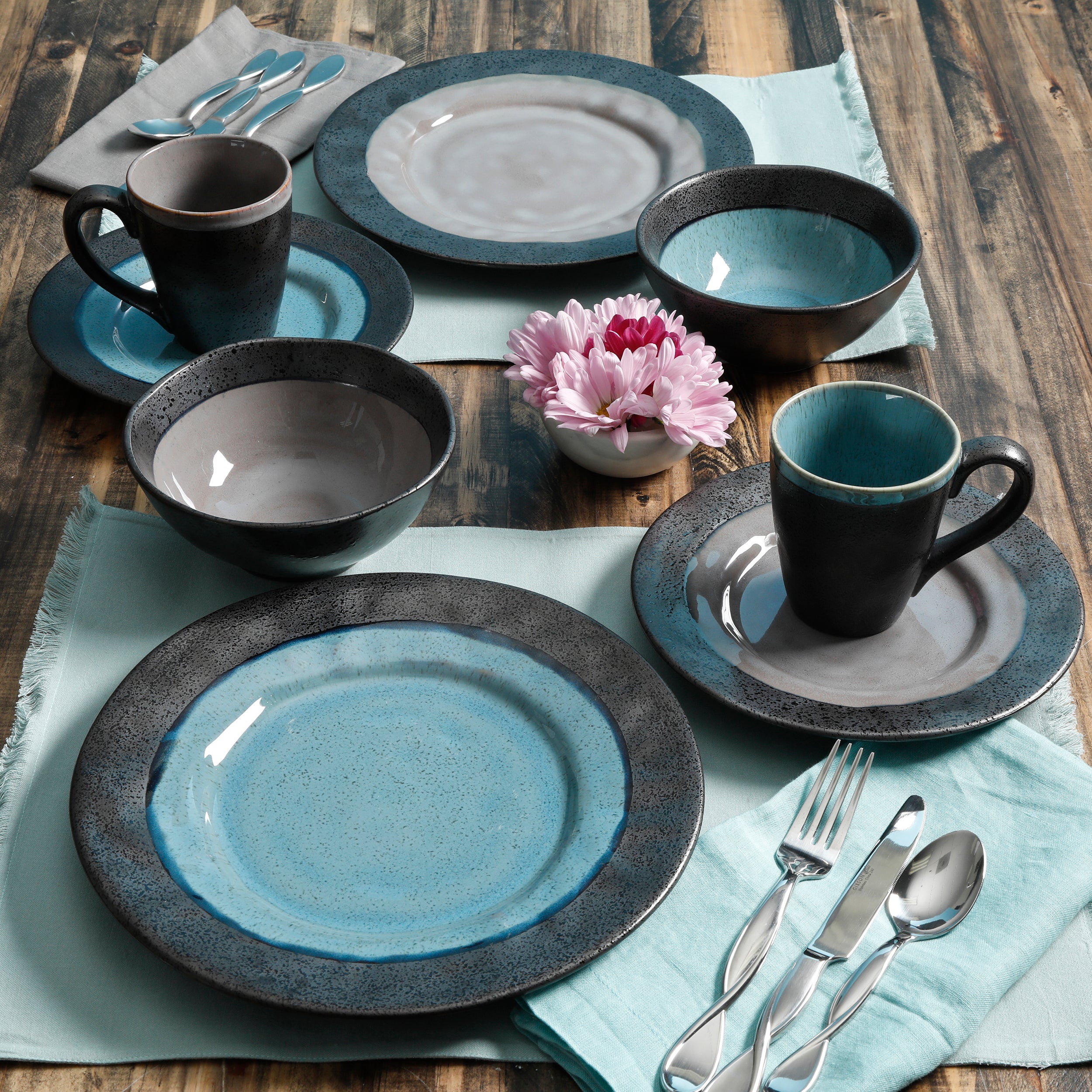 Gibson Elite Blue Dinnerware Set Stoneware Dinnerware Set Gibson