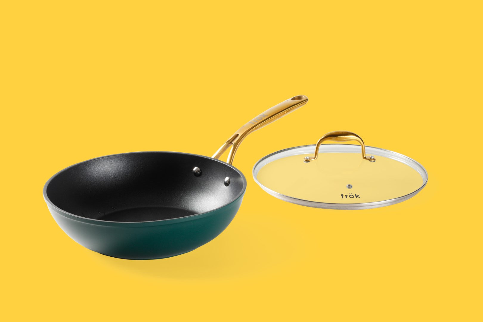  Customer reviews: frök All-In-One Non-Stick Fry Pan Meets Wok  with Lid, 11-Inch, Black & Gold
