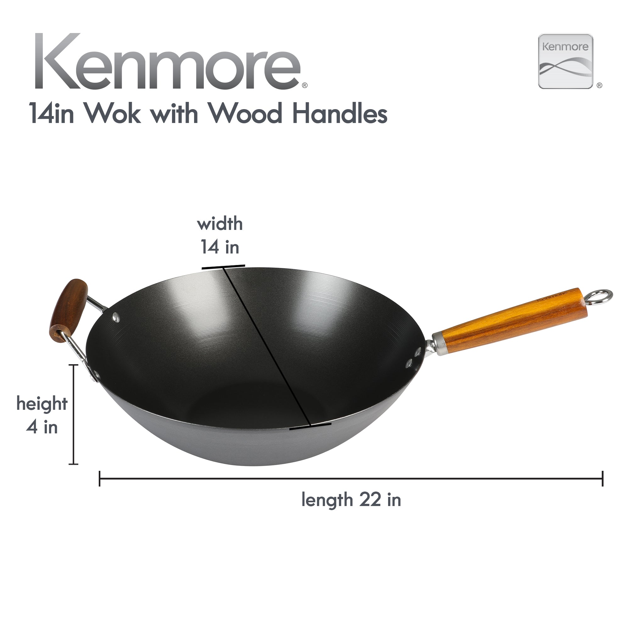 14 Carbon Steel Wok, Side-Handle Flat Bottom - ImportFood