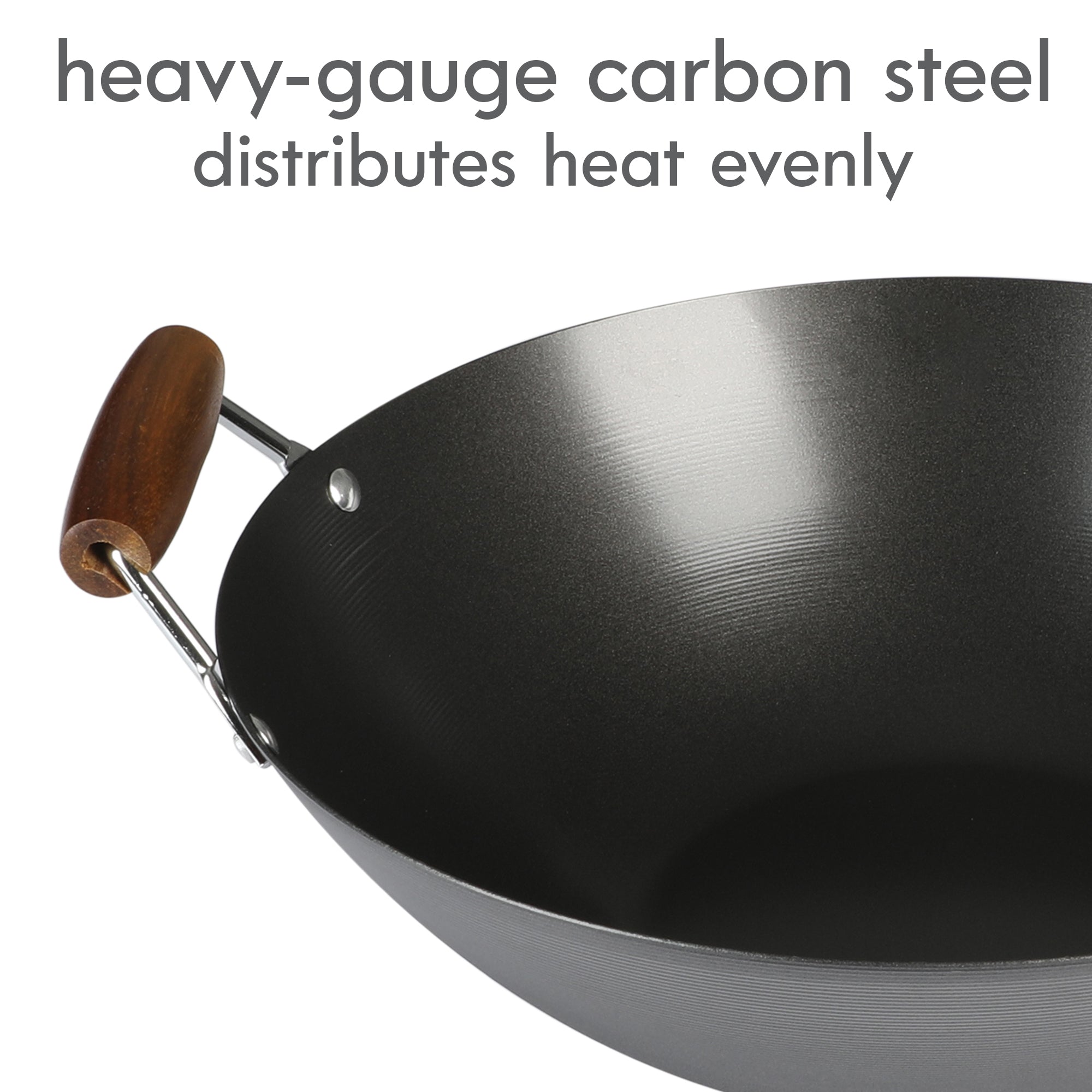 Kenmore Hammond 14 Inch Flat Bottom Carbon Steel Wok In Black With Wooden  Handles : Target