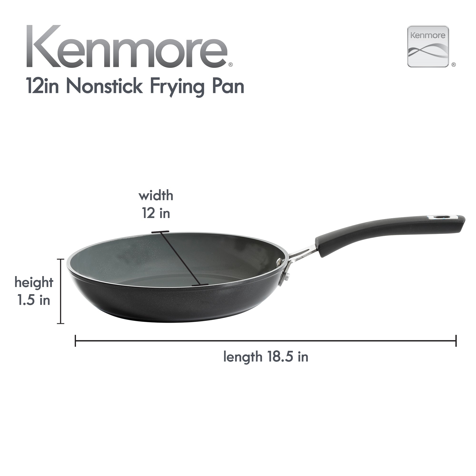 Kenmore Arlington Healthy Nonstick Ceramic Coated Forged Aluminum Induction  Cookware, 12-Piece, Black Exterior/Grey Interior - Yahoo Shopping