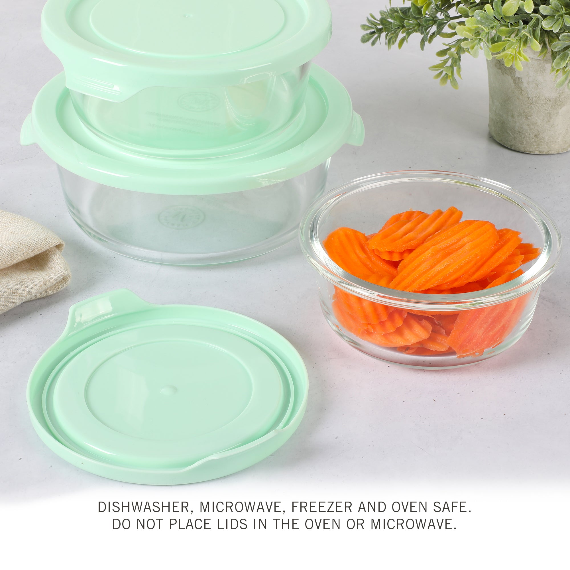 Martha Stewart Square Glass Storage Containers with Mint Lids