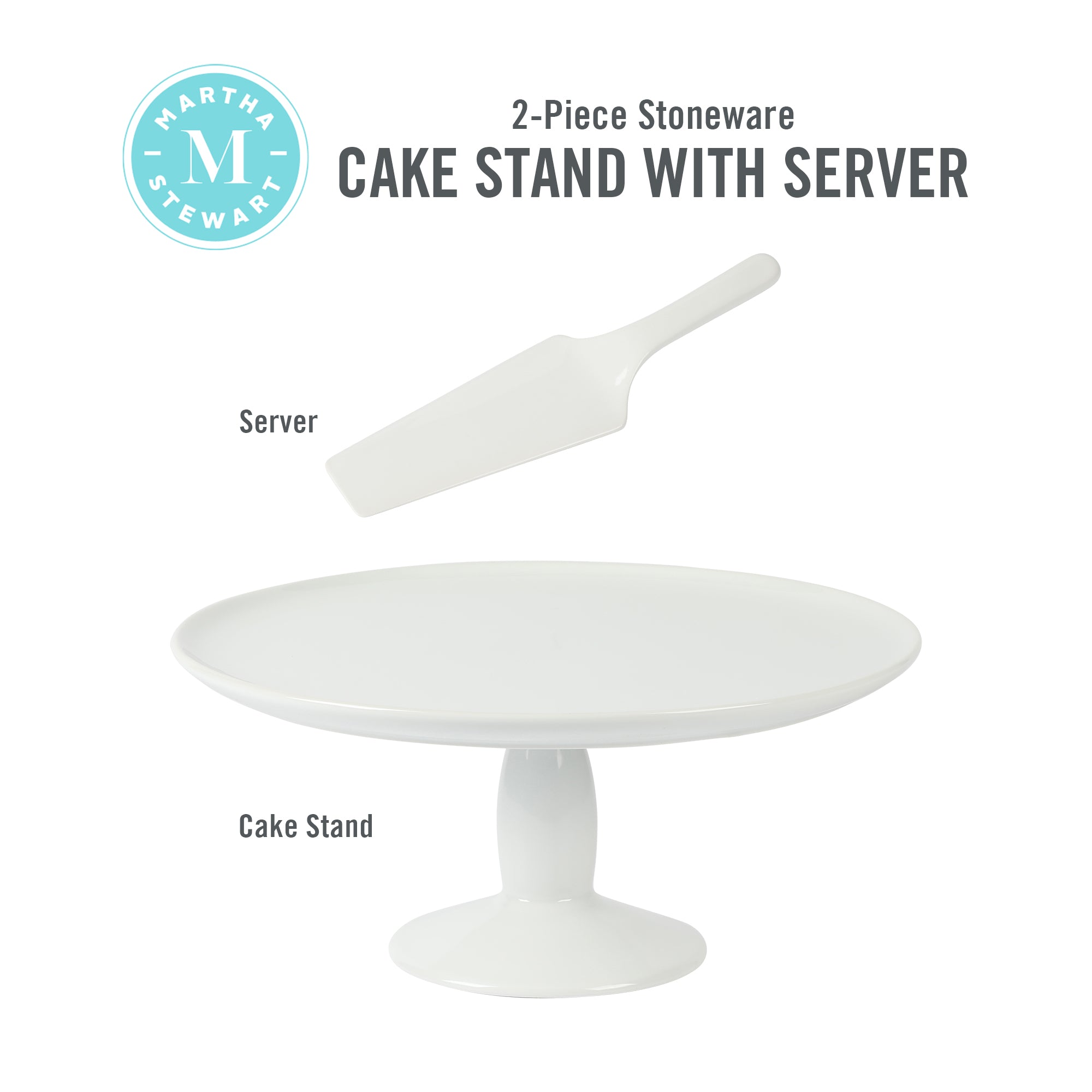 Martha Stewart 12" x 5.7" Stoneware Cake Stand w/ Server