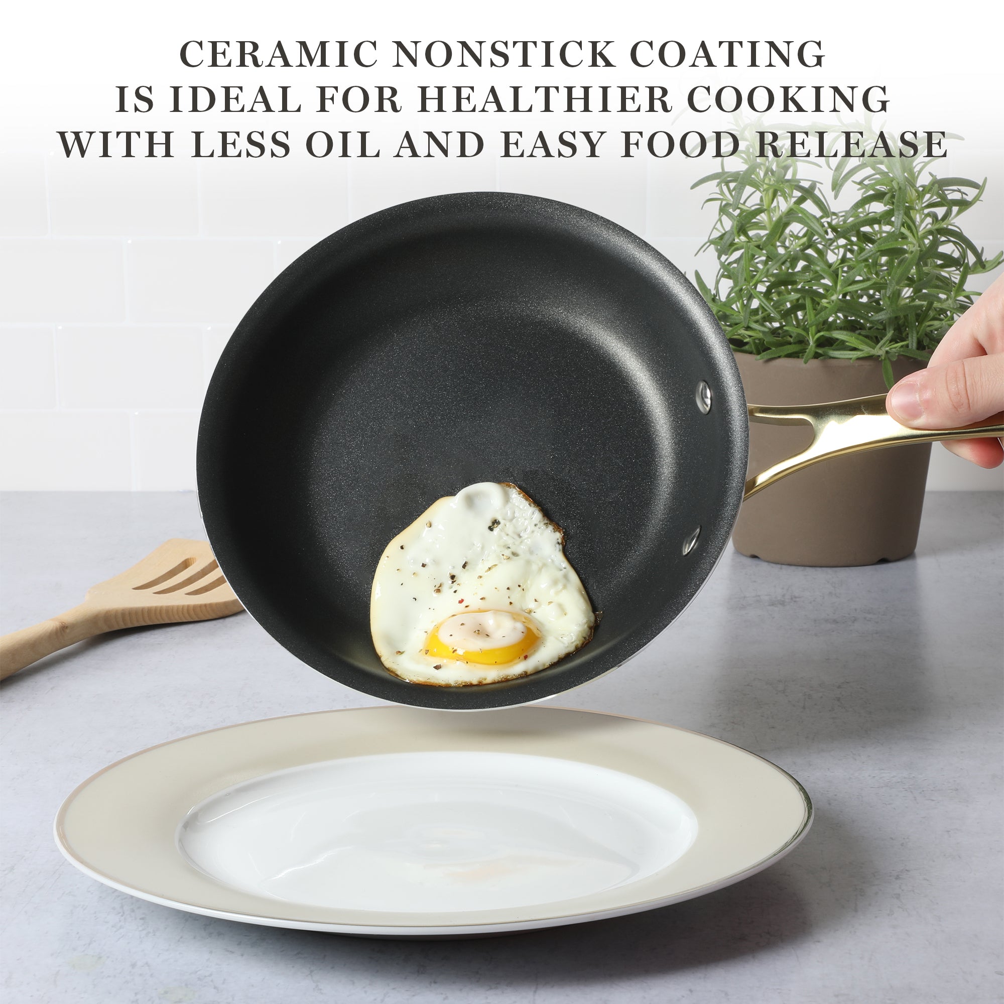Martha Stewart 14-Piece Gray Ceramic Interior Cookware Set