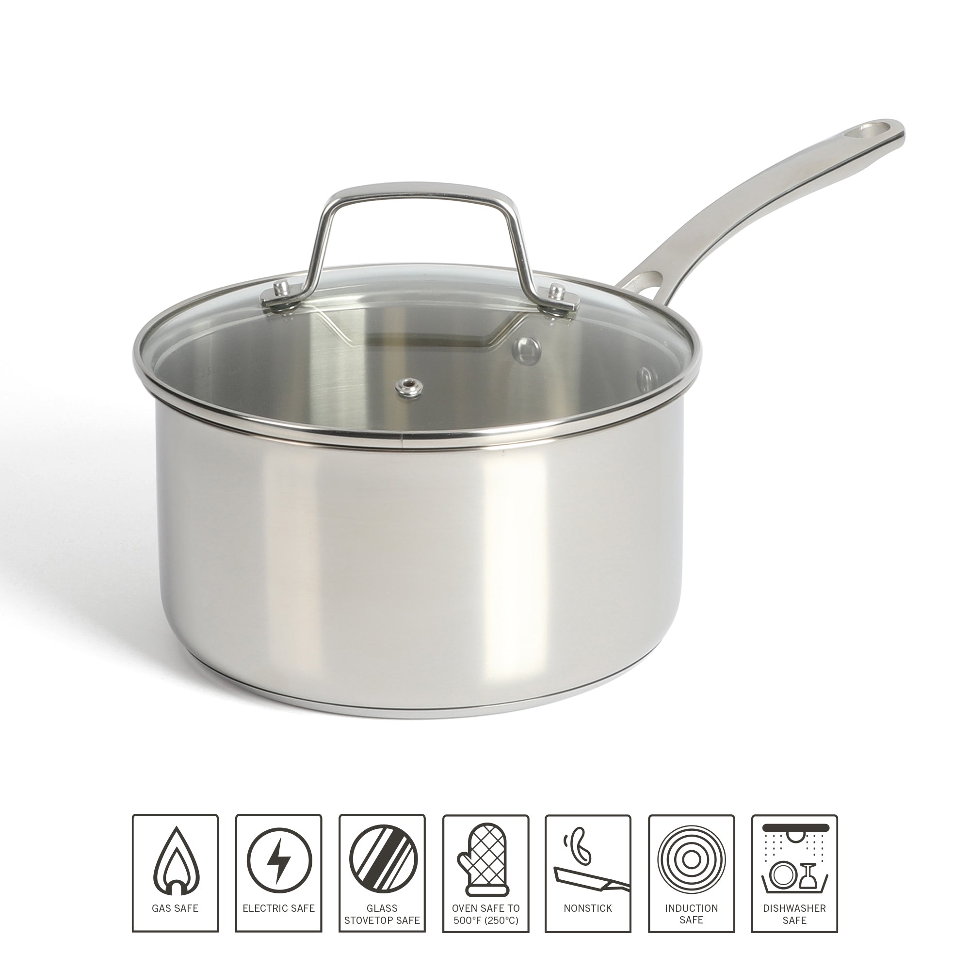 Saucepan with Lid, 18/10 Stainless Steel Nonstick Small Sauce Pan