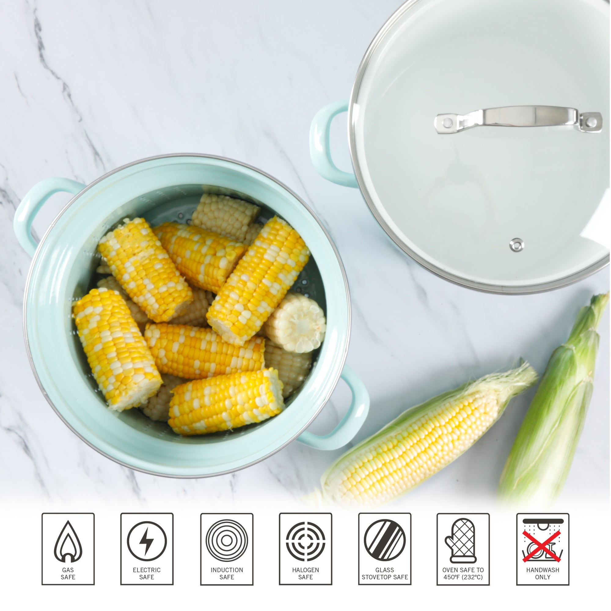 Martha Stewart Thayer 8-Quart Enamel on Steel Stock Pot w/ Steamer Ins