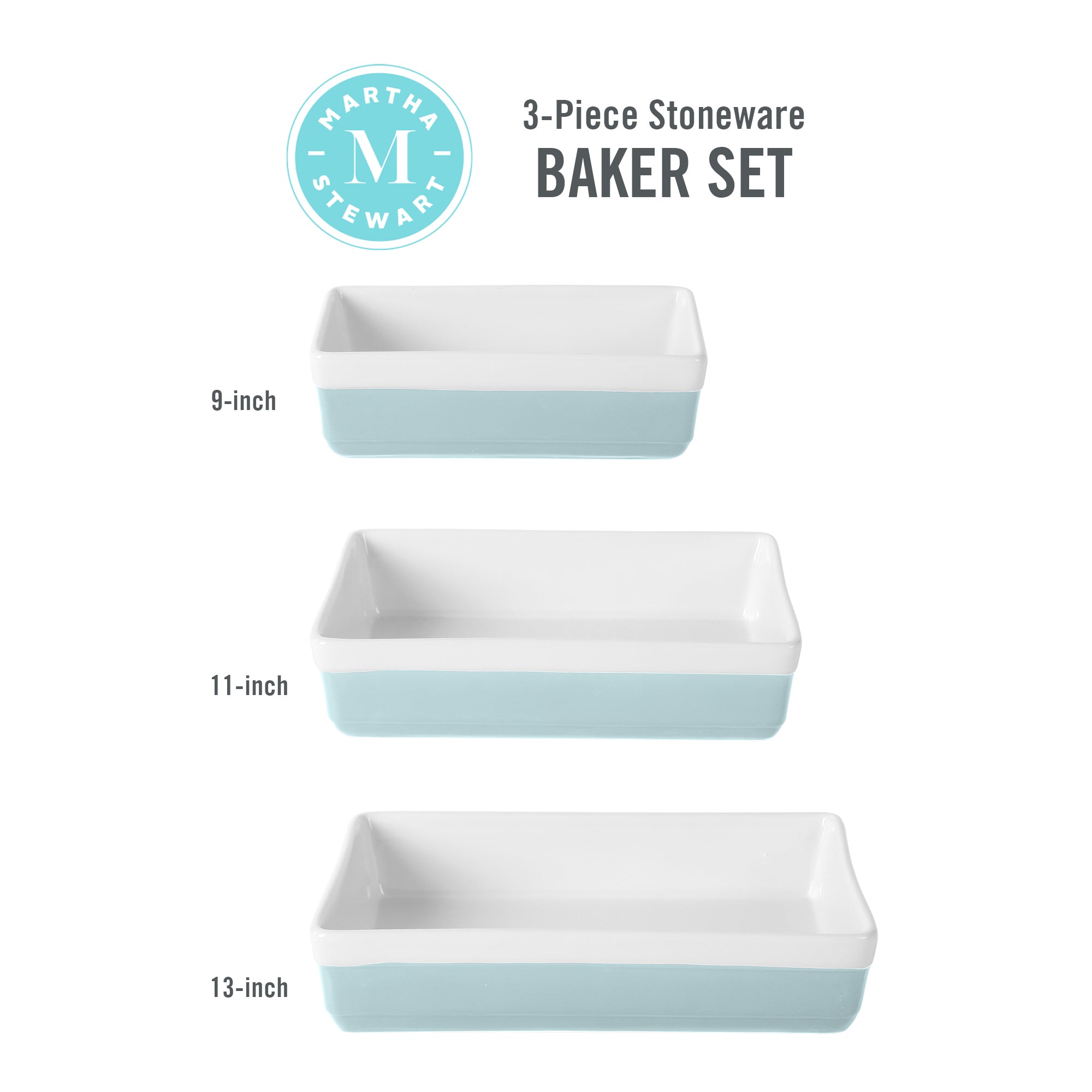 Martha Stewart 3 Piece Stoneware Bakeware Set