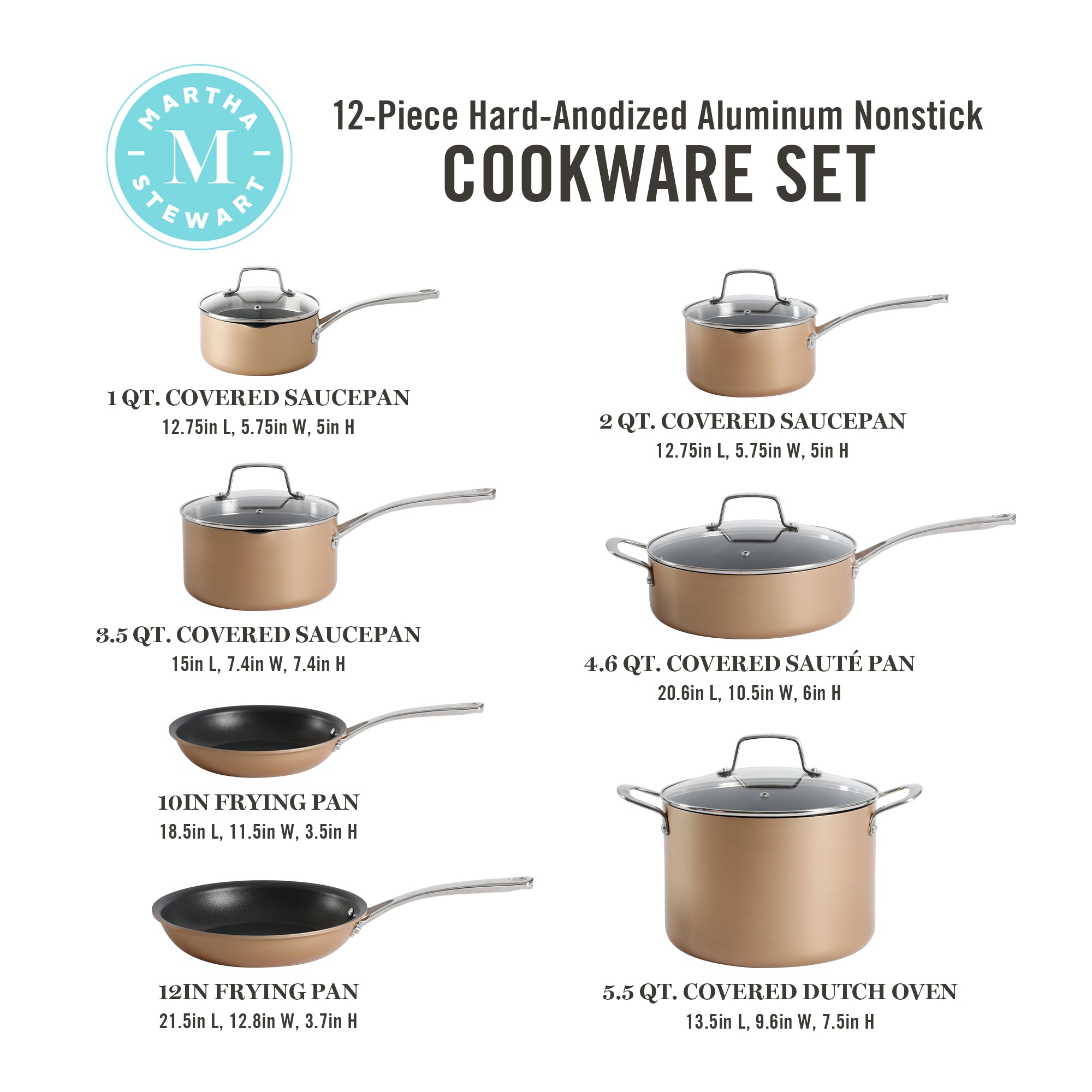 Martha Stewart 14 Piece Non-stick Cookware Combo Set & Reviews