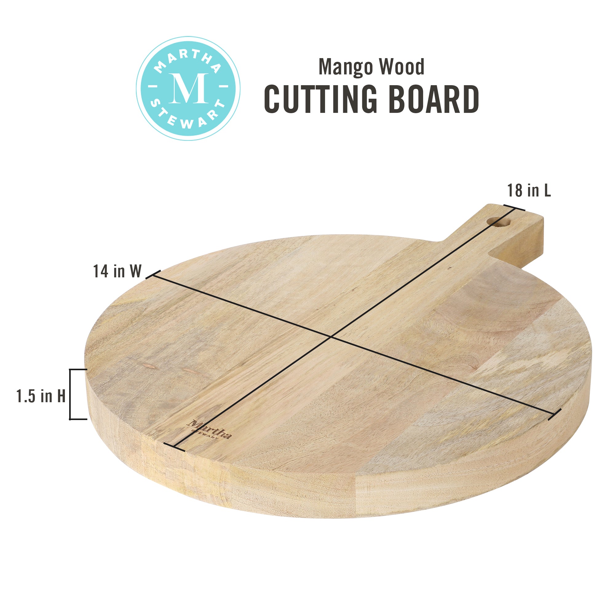  Martha Stewart Kindale 18 x 14 Cutting Charcuterie Board -  Round - Mango Wood : Home & Kitchen