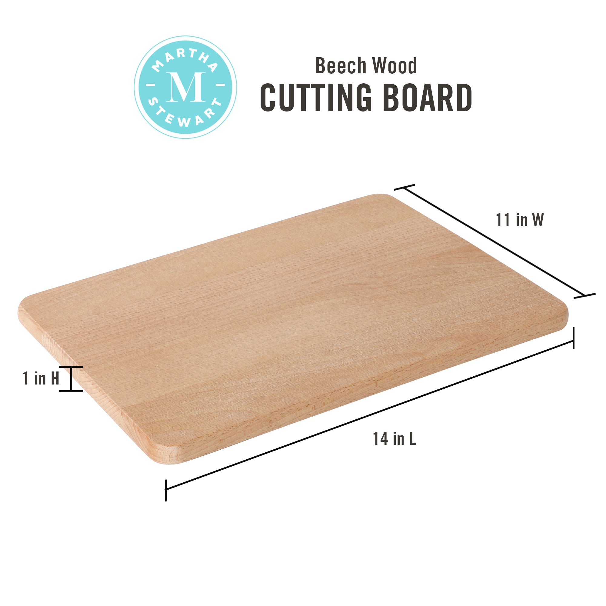 Martha Stewart Flintmont 14" x 11" Beechwood Cutting Board