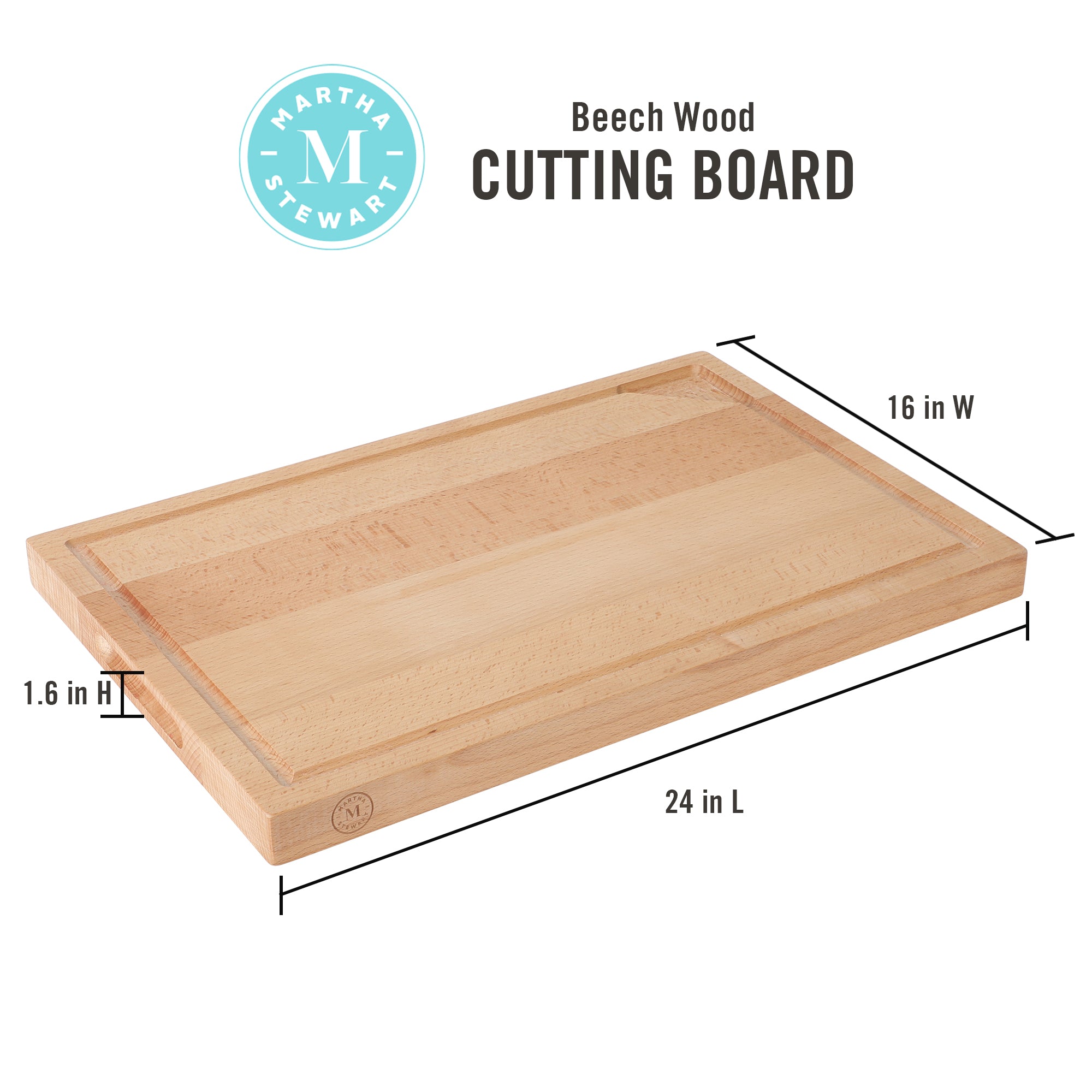 Martha Stewart Lochner Beechwood Cutting Board w/ Juice Groove