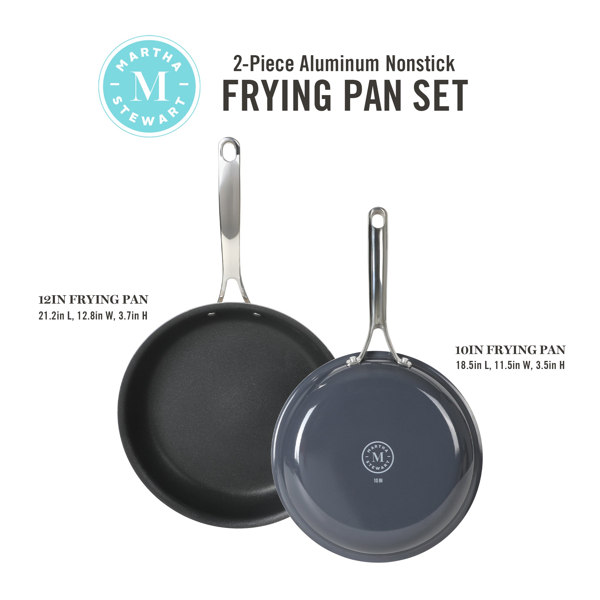 Martha Stewart Lockton 2-Piece 10" & 12" Enameled Aluminum Non-Stick Fry Pan Set
