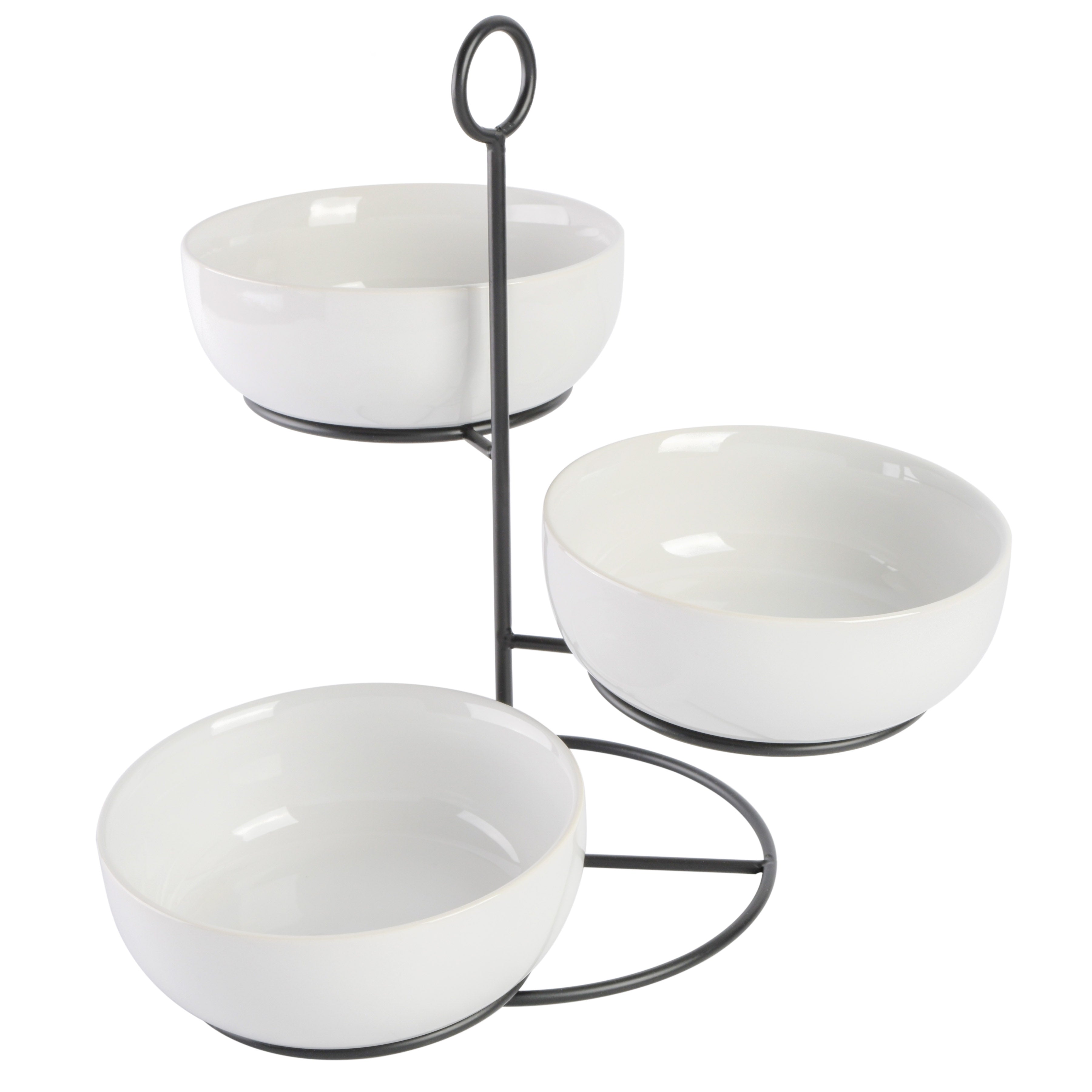 Gibson Home Gracious Dining 3-Tier Tidbit Bowl w/ Metal Stand
