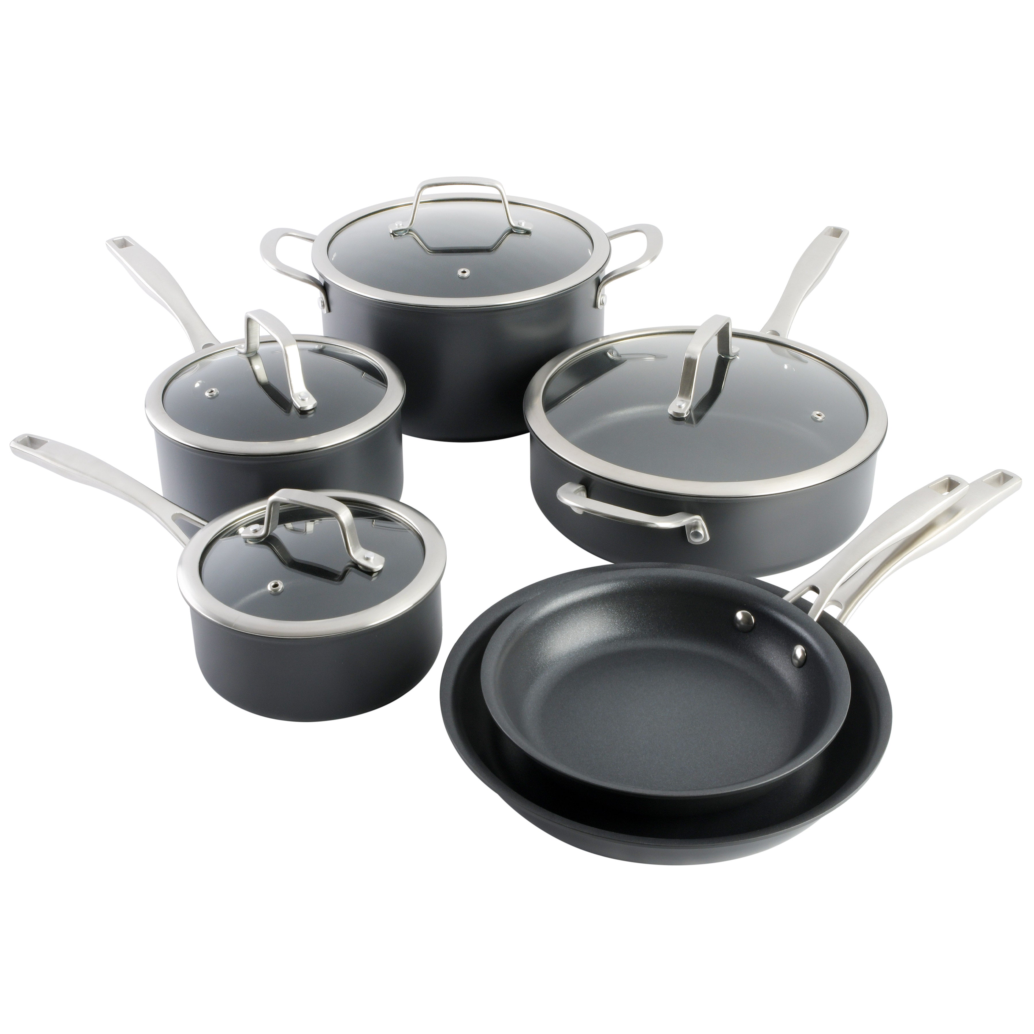 KitchenAid Hard Anodized Induction Nonstick Cookware Pots and Pans Set, 10  Piece, Matte Black