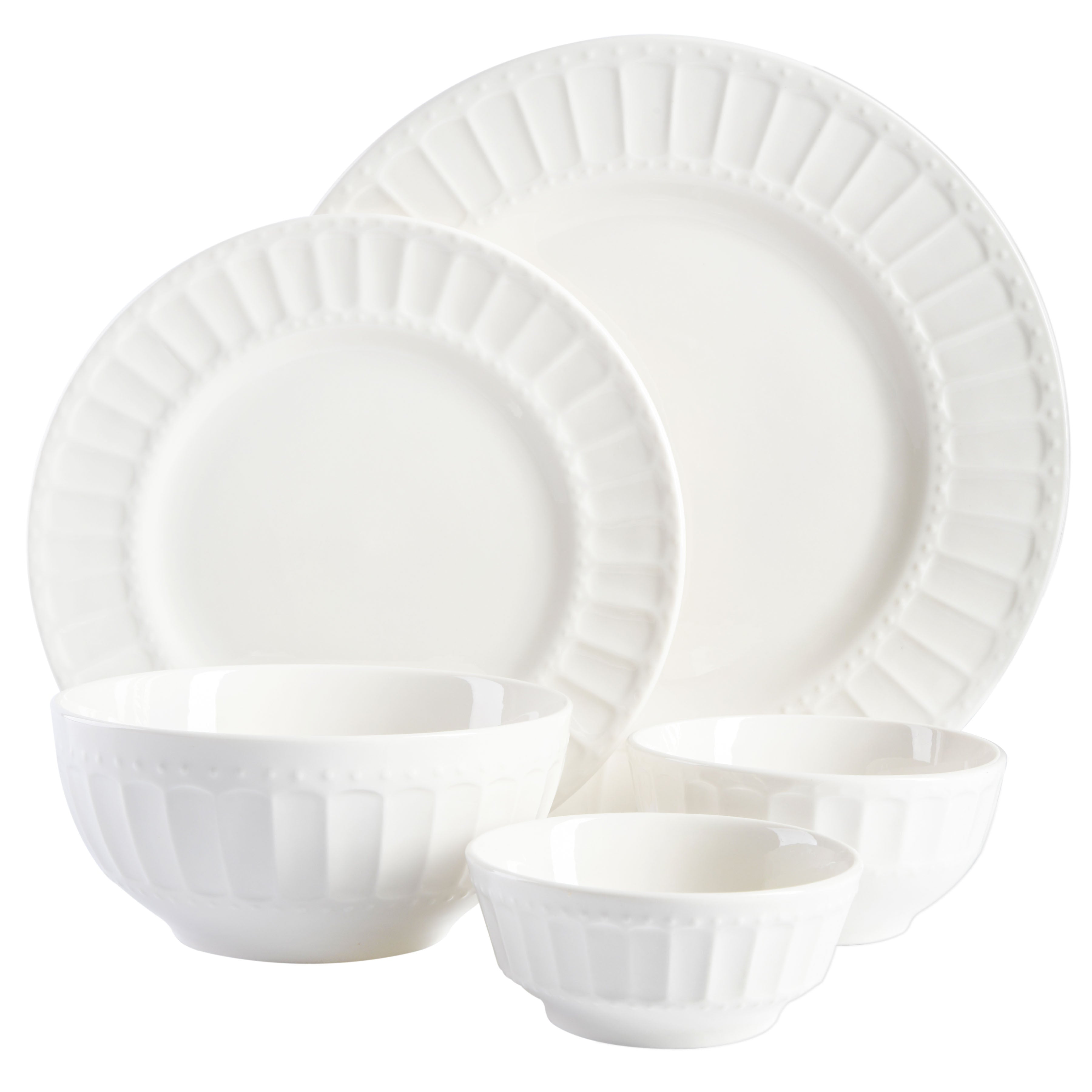 Gibson Home Gracious Dining Gourmet Expressions 40-Piece Embossed Porcelain Dinnerware Set