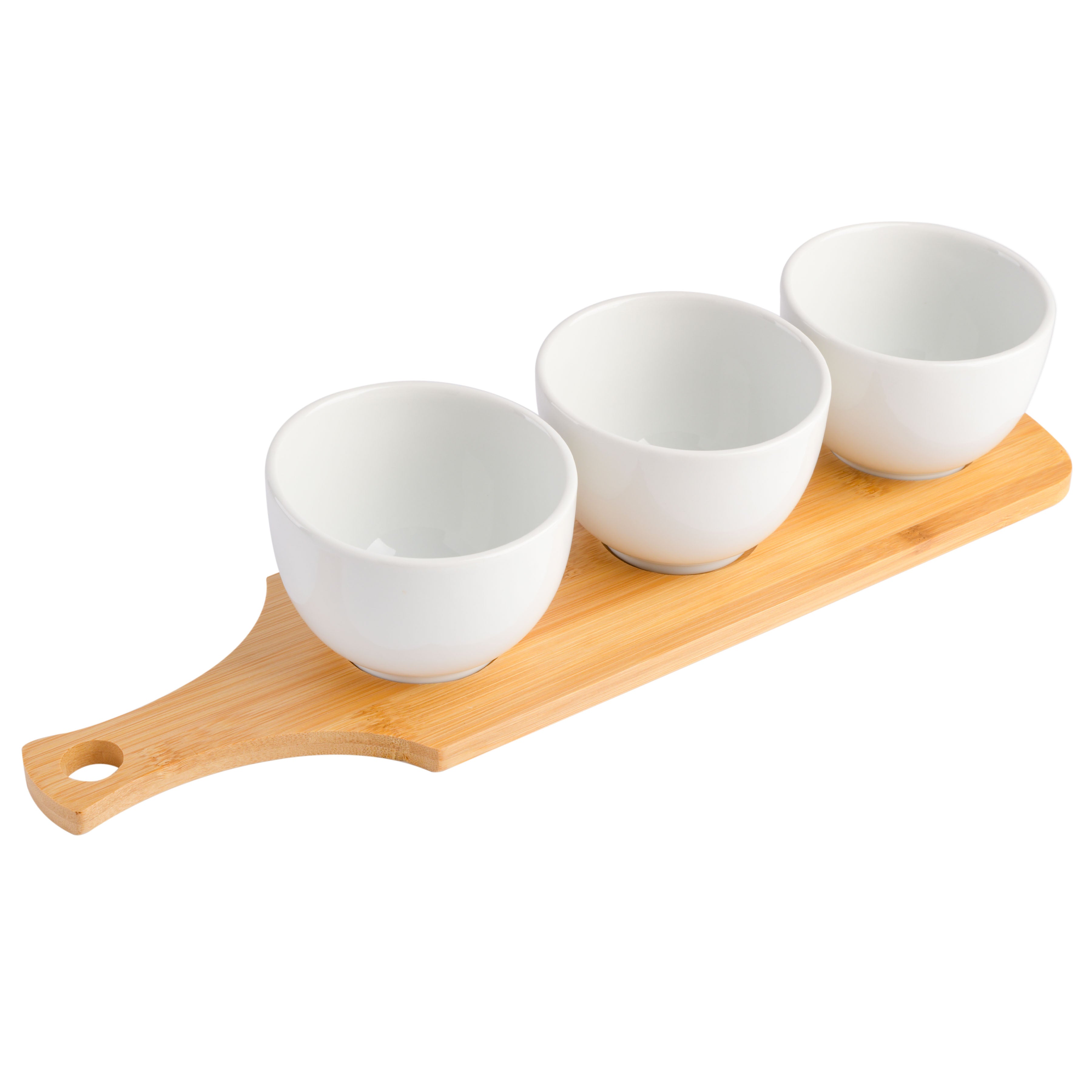 Gibson Home Gracious Dining 3-Piece Tidbit Bowl Set with Bamboo Tray