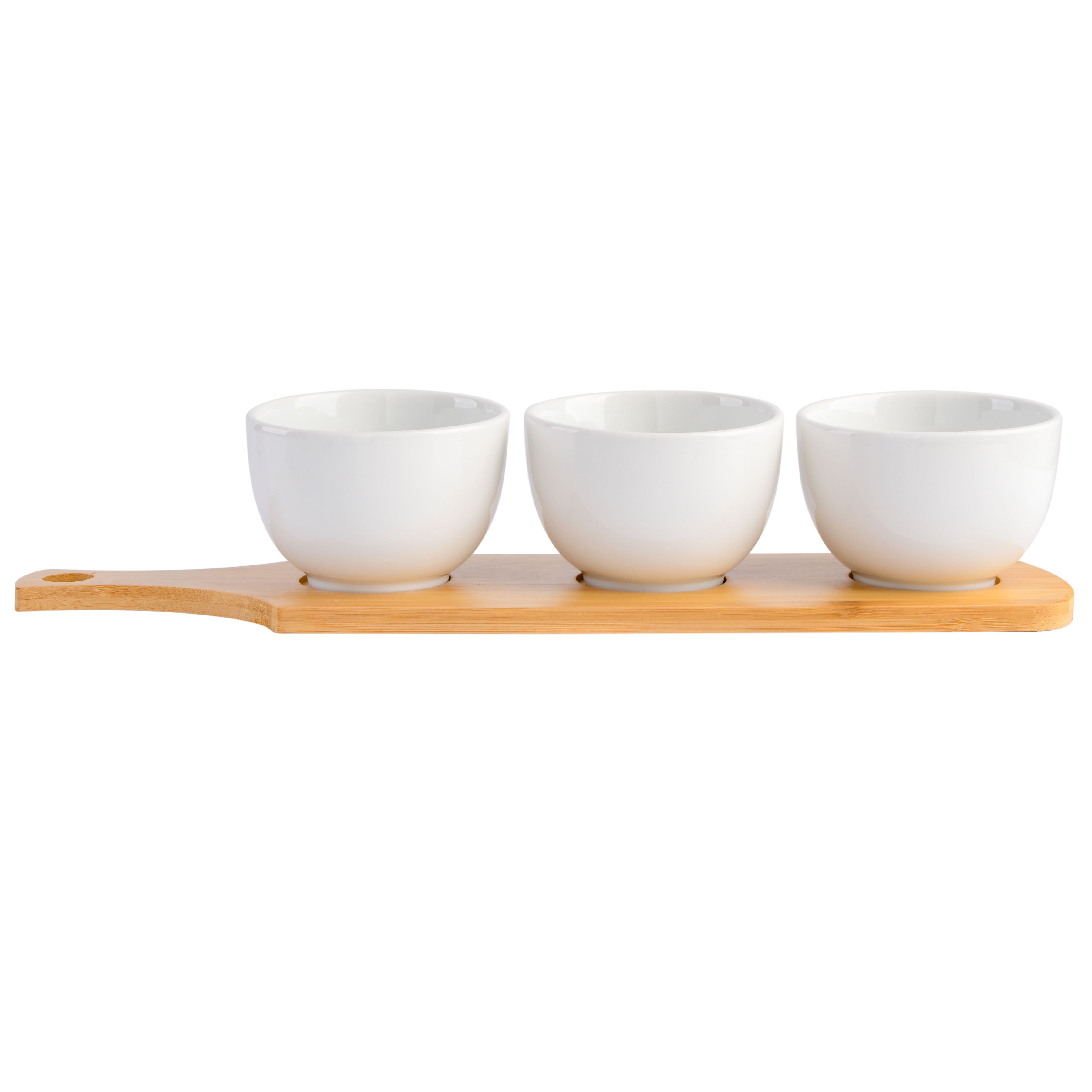 Gibson Home Gracious Dining 3-Piece Tidbit Bowl Set with Bamboo Tray