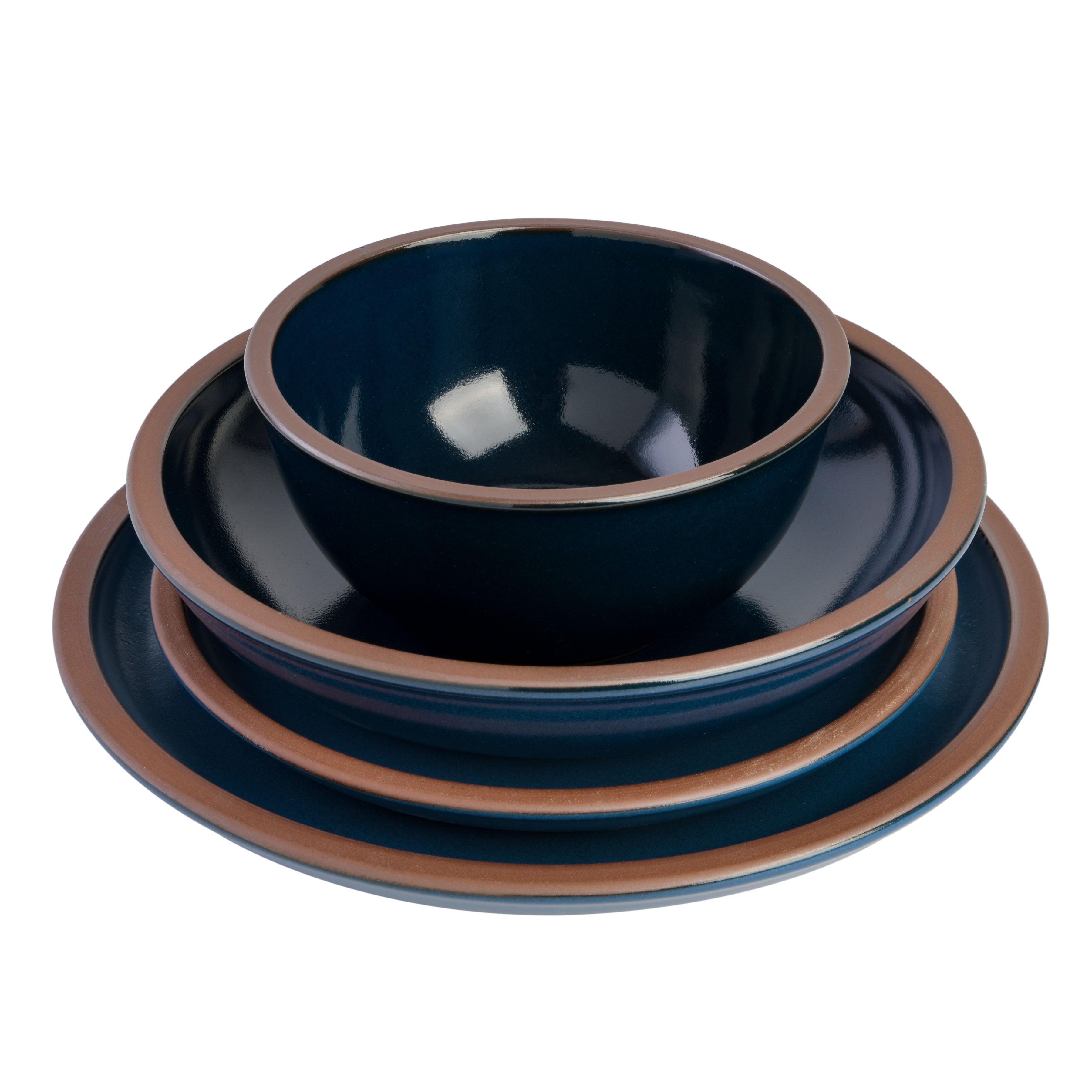 Gibson Elite Lagos 16-Piece Double Bowl Terracotta Dinnerware Set