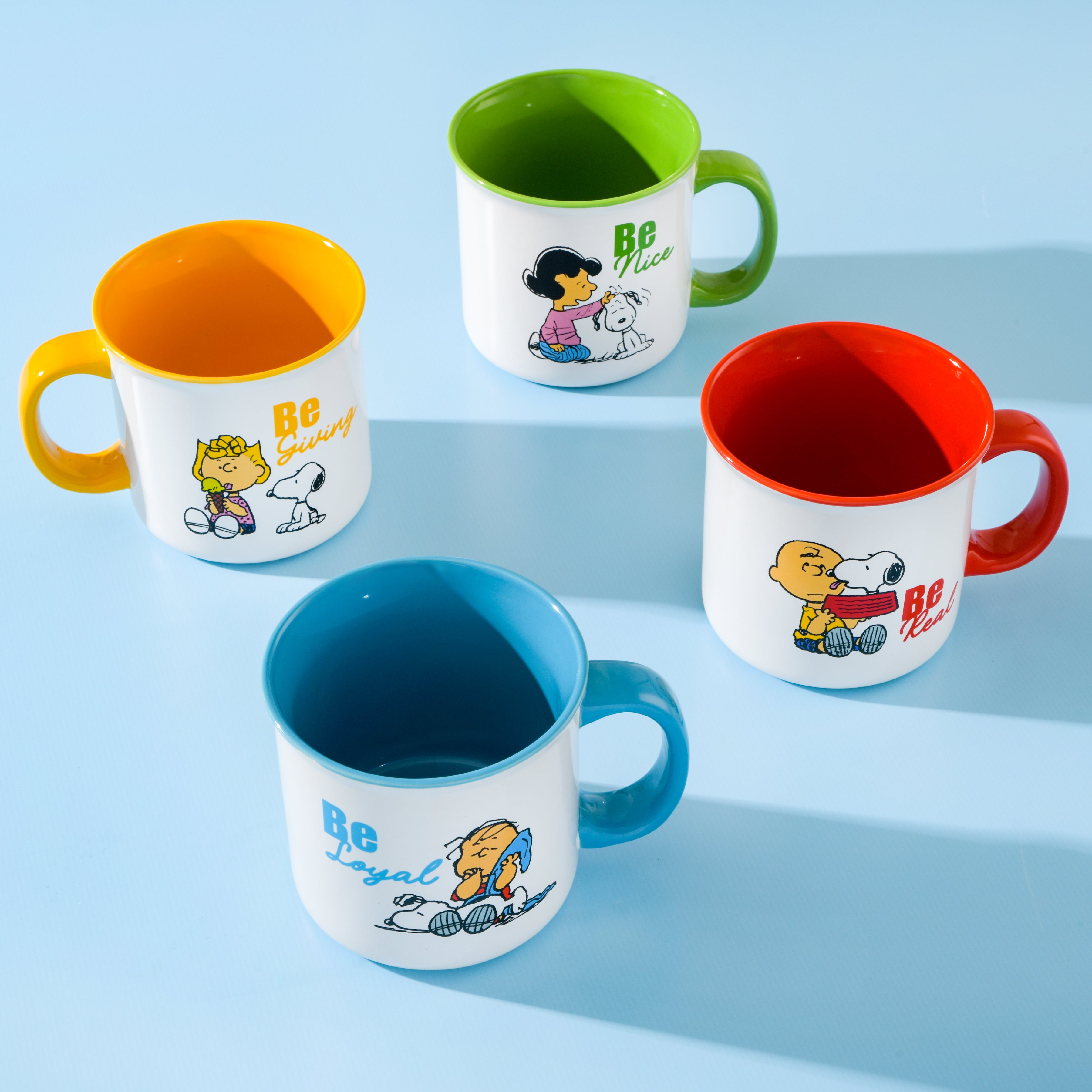 Peanuts Gentle Reminders 4-Pack 21oz Snoopy Stoneware Camper Mug Set