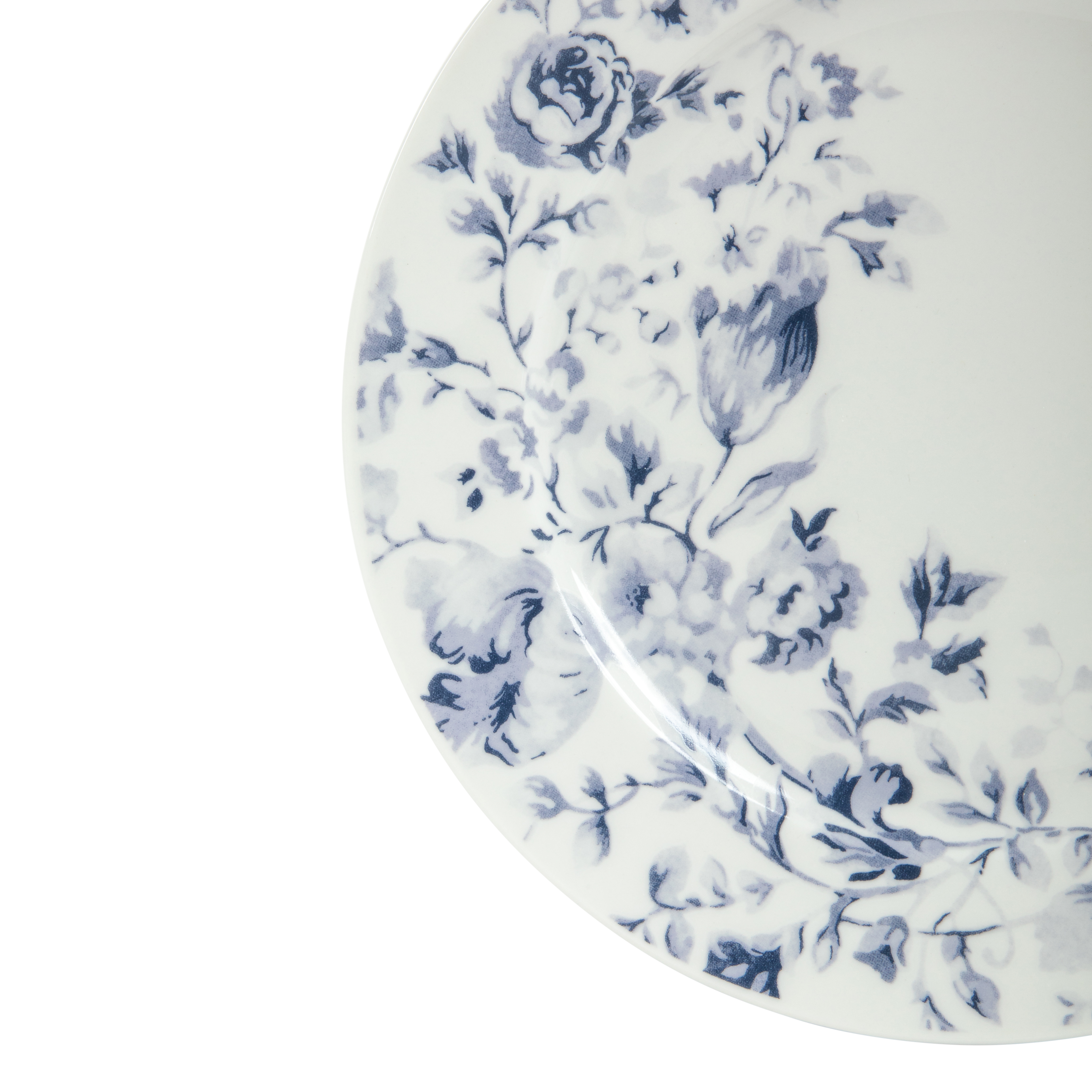 Martha Stewart Plates and Bowls Set, 16 Piece Dinnerware Set for 4, Blue/white