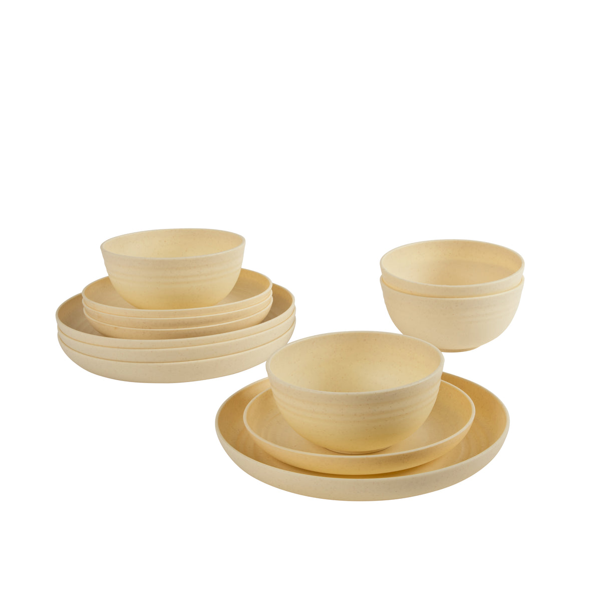 Gibson Home Carmel Haze Plates and Bowls Set, 12 Piece Wheat Straw Dinnerware with Tumblers, Set for 4, Unbreakable & Lightweight, Dishwasher Safe, Matte Black