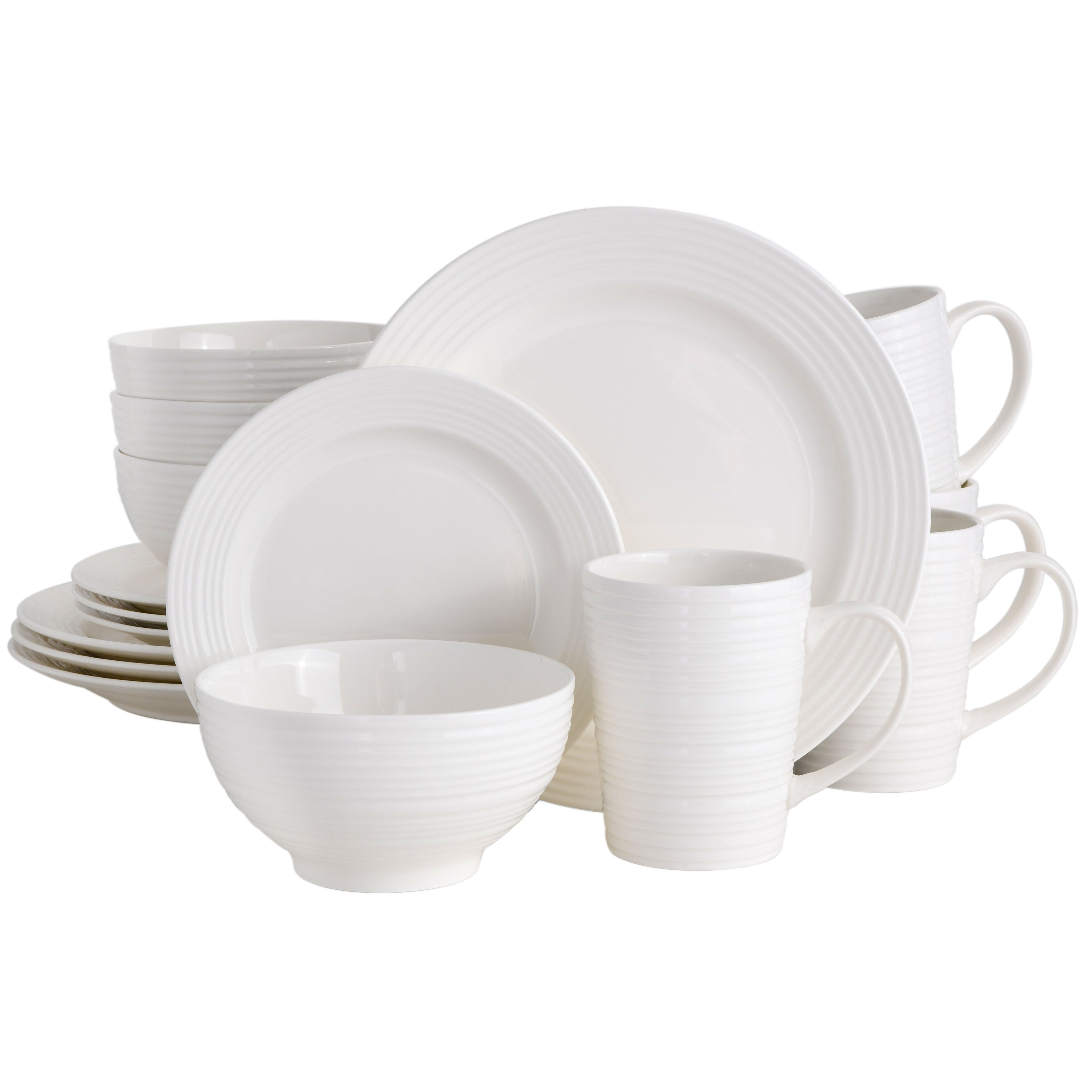 Gibson Home Amelia Court 16-Piece Fine Ceramic Dinnerware Set - White