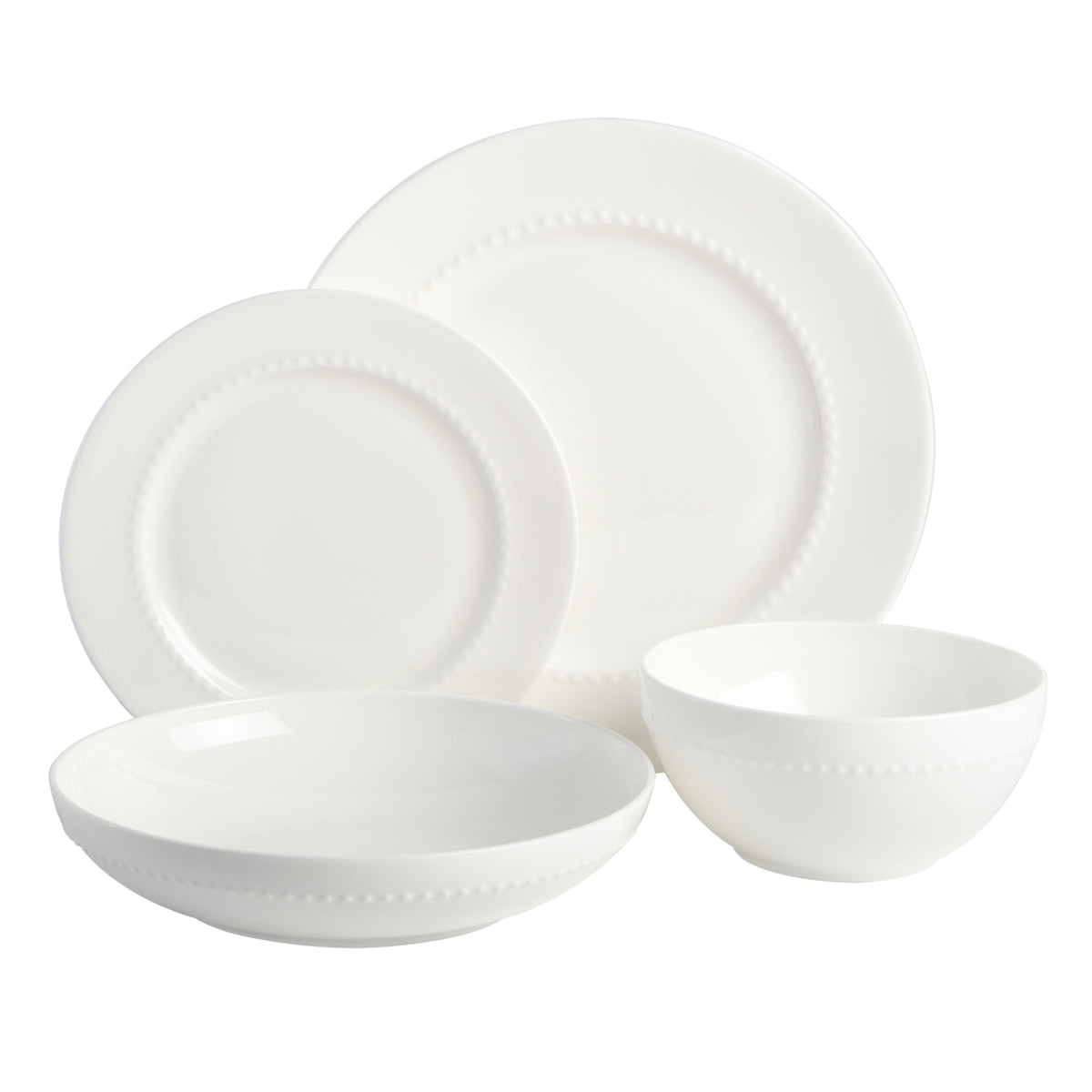 Gibson Elite Embossed Bone China 16-Piece Double Bowl Dinnerware Set