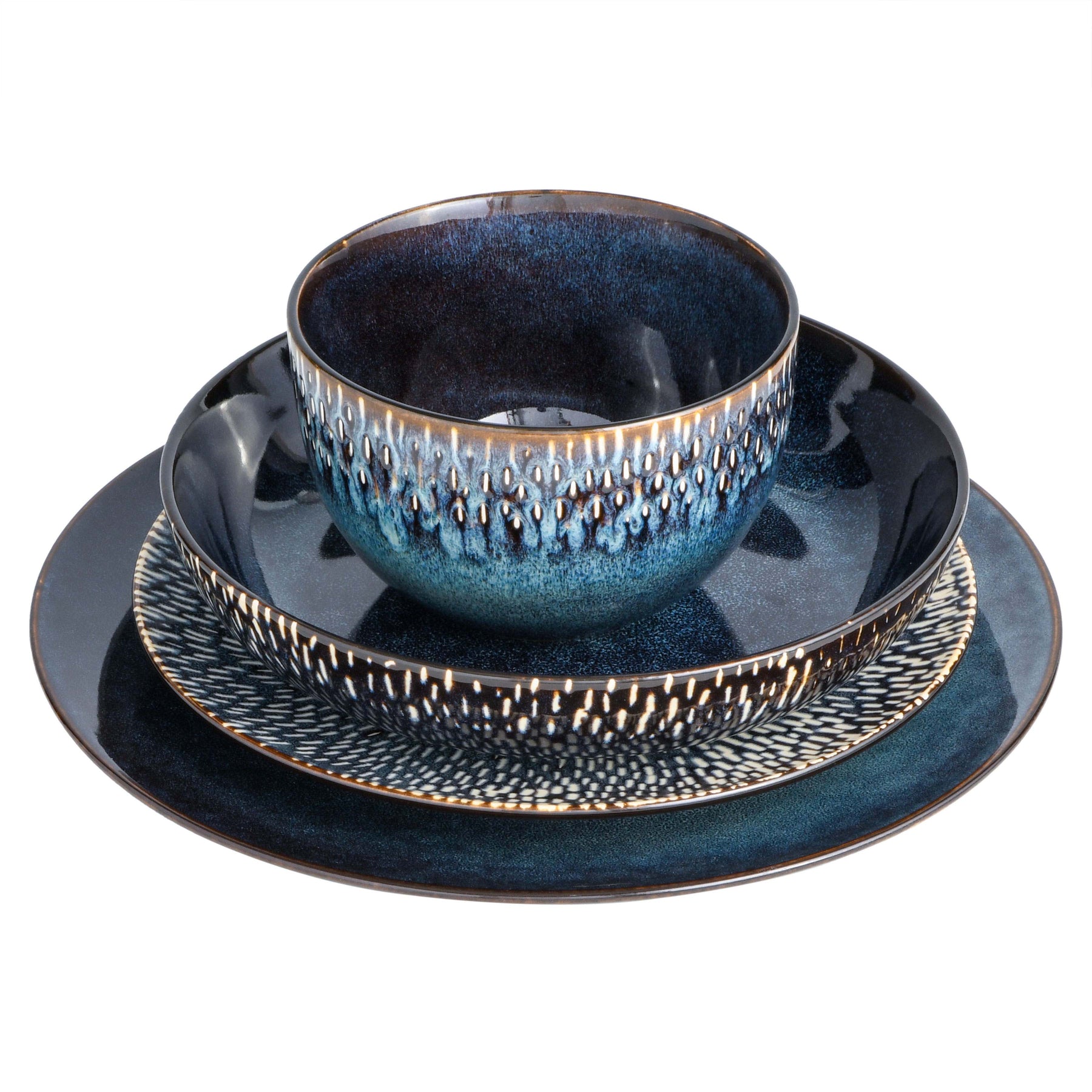 Gibson Elite Matisse 16Piece Reactive Stoneware Double Bowl Dinnerwar