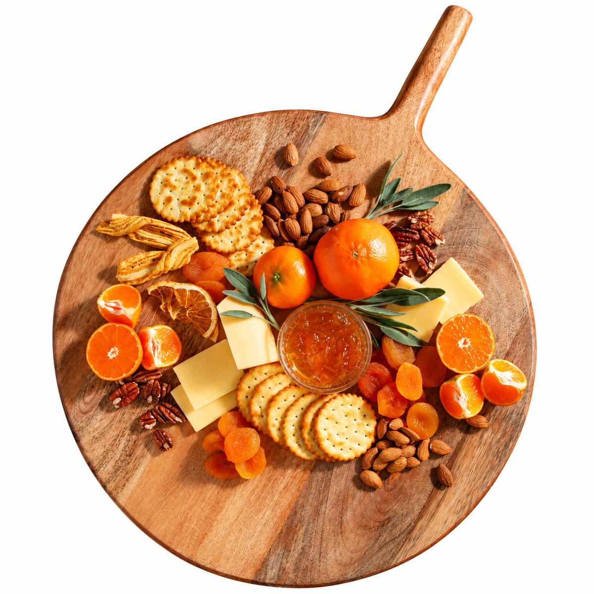 Bloomhouse Mango Wood Round Charcuterie Board with Handle, Serving Board
