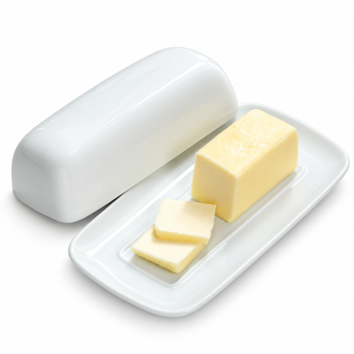 Gibson Home Gracious Dining Ceramic Butter Dish with Lid, 8.3 Inch, White