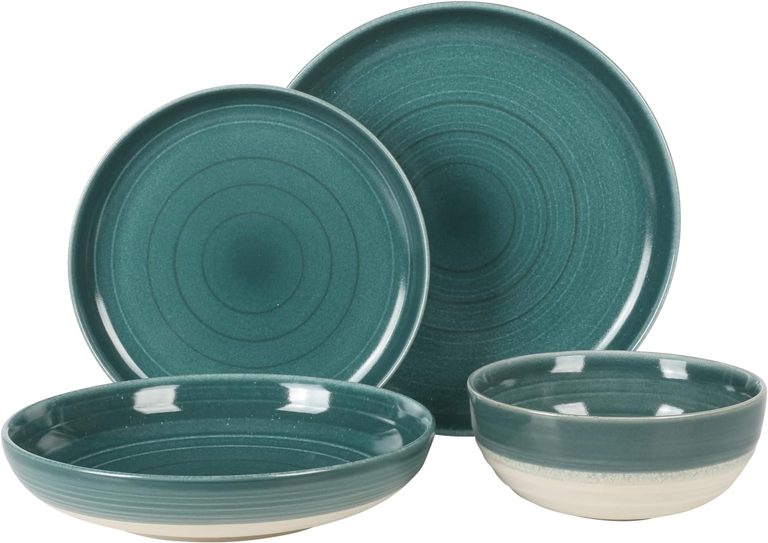 リー　コリンシアンセット Gibson Elite Clarina 16 Piece Double Bowl Stoneware Reactive Glaze Rou