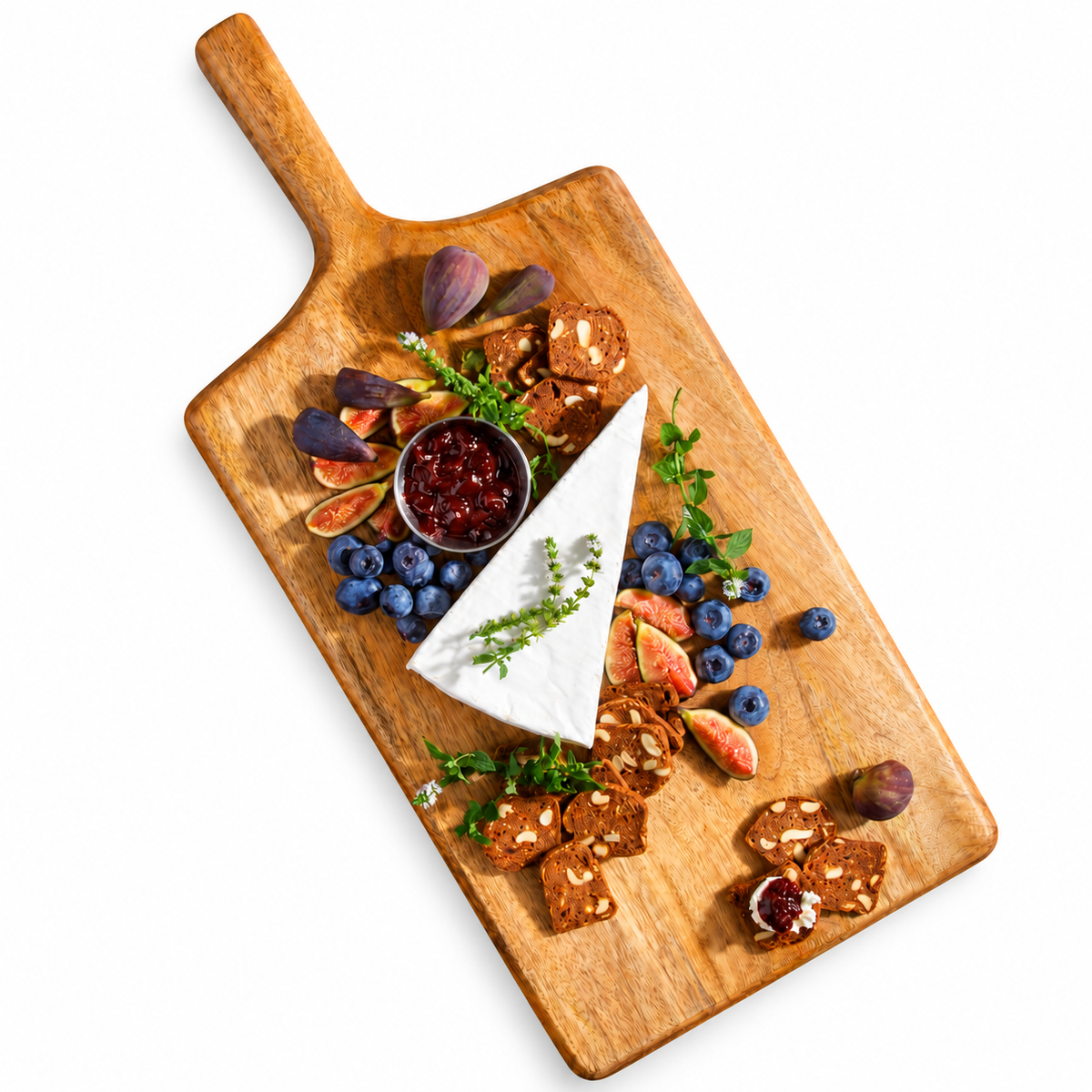 Bloomhouse Mango Wood Rectangular Charcuterie Board with Handle, Serving Board
