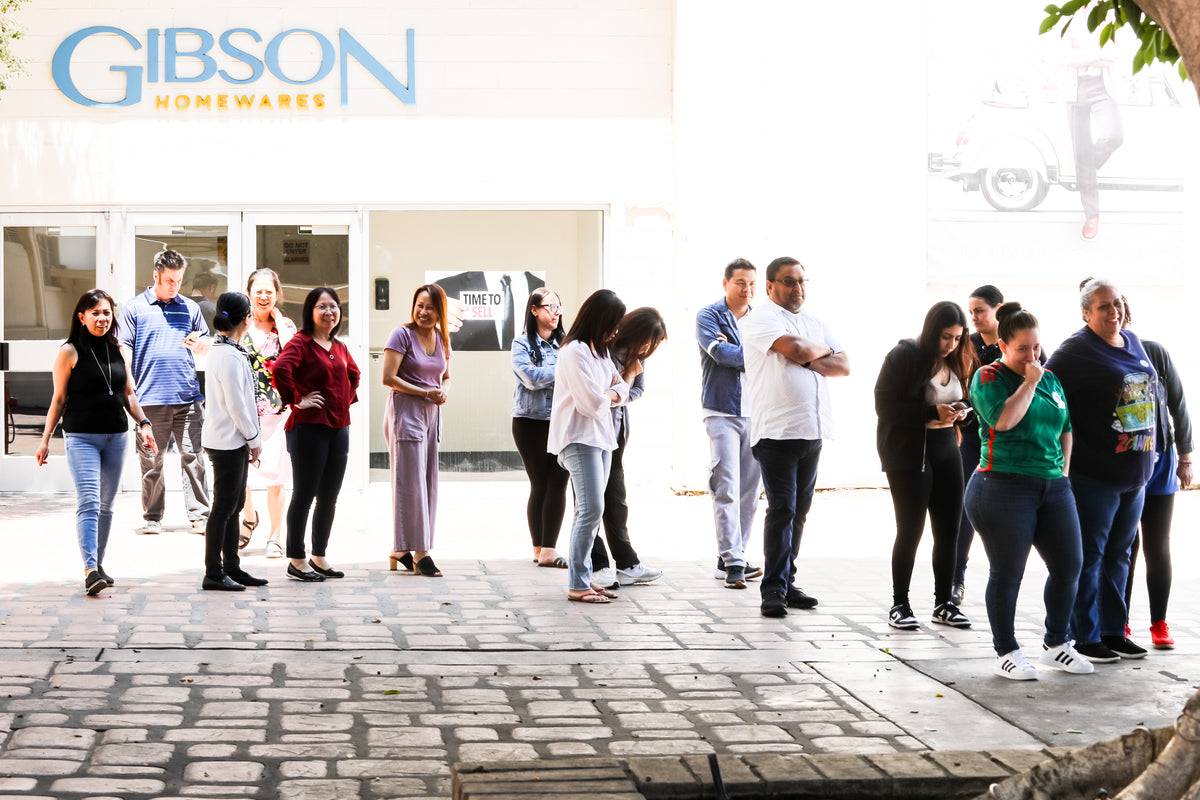 The Gibson Homewares team outside the company's headquarters in Commerce, California