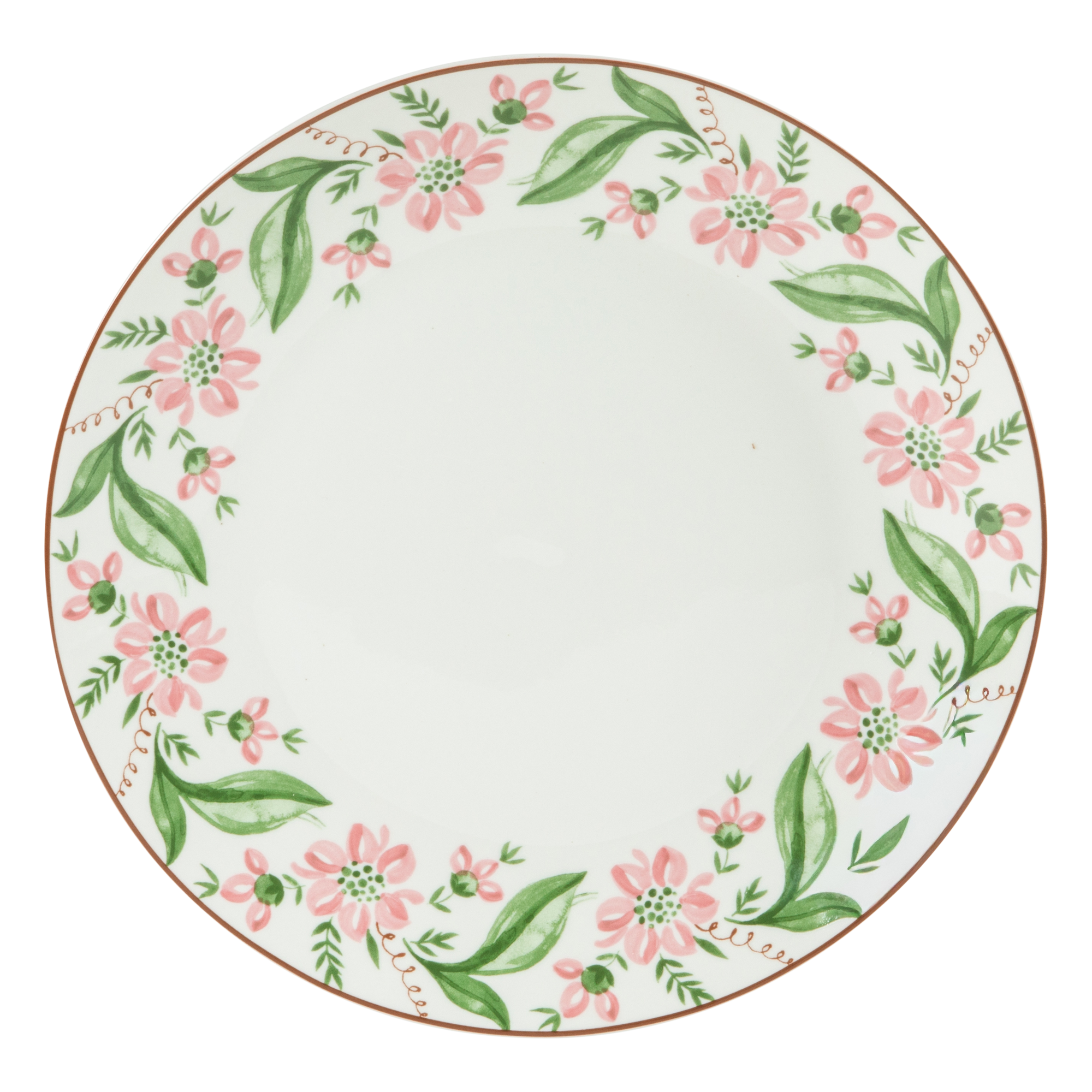 Martha Stewart Plates and Bowls Set, 16 Piece Dinnerware Set for 4, Pink/Green