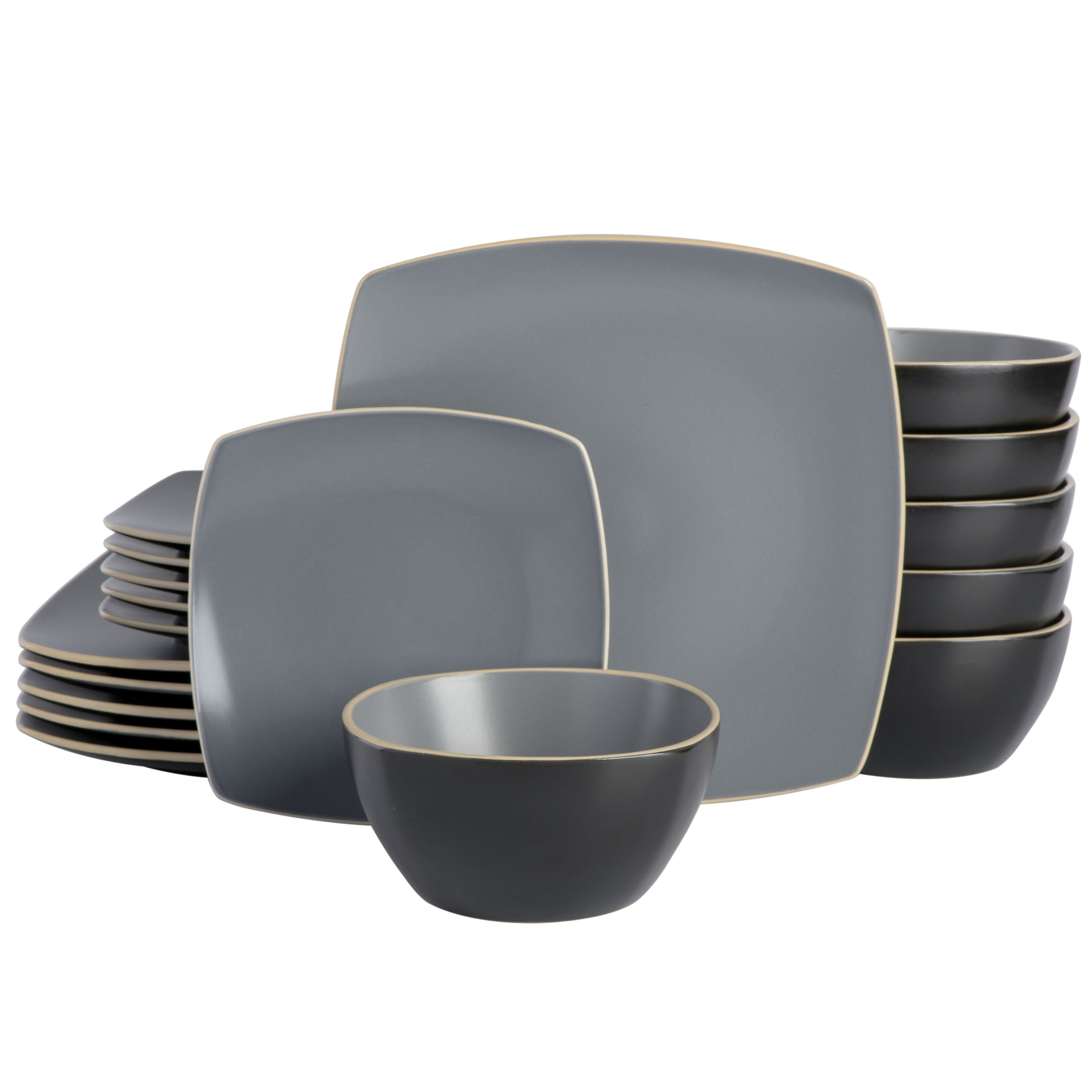 Gibson Soho Lounge Square Matte Stoneware 18-Piece Dinnerware Set