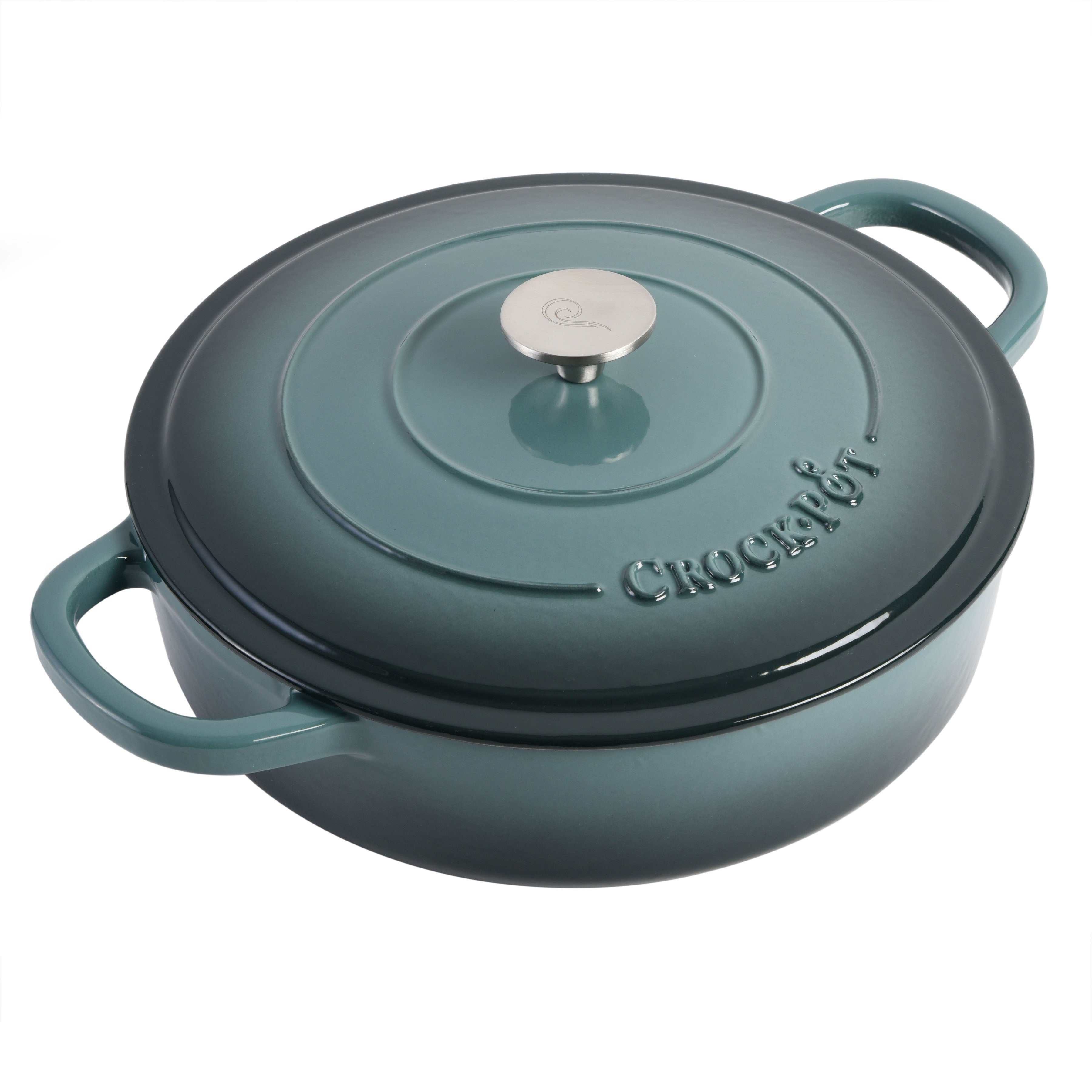 Crock-pot Artisan 5 qt. Round Pistachio Green Enameled Cast Iron Braiser Pan with Self Basting Lid