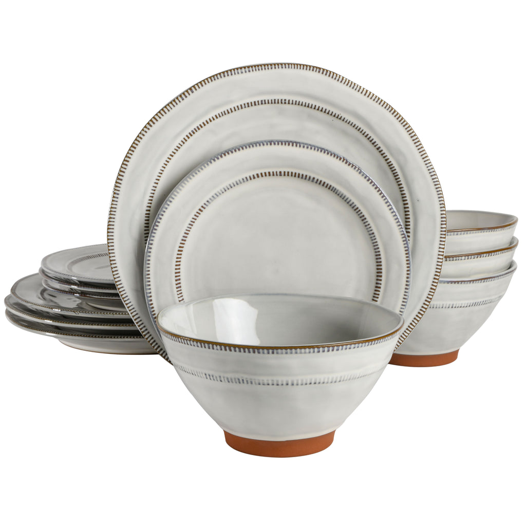 Torrenea Gibson Elite Terranea 12-Piece Reactive Terracotta Dinnerware Set