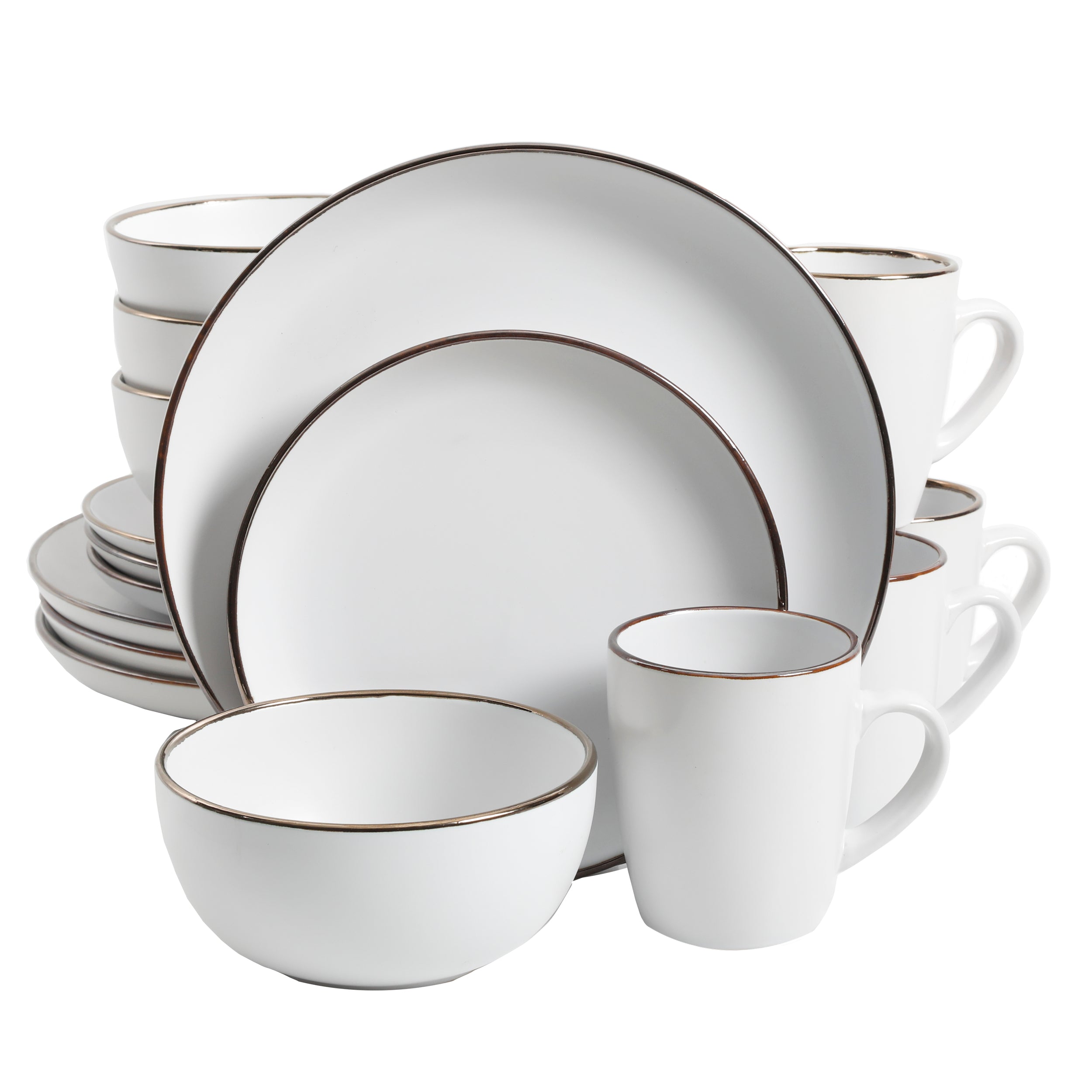 Gibson Home Rockaway Gold 16-Piece Stoneware Dinnerware Set